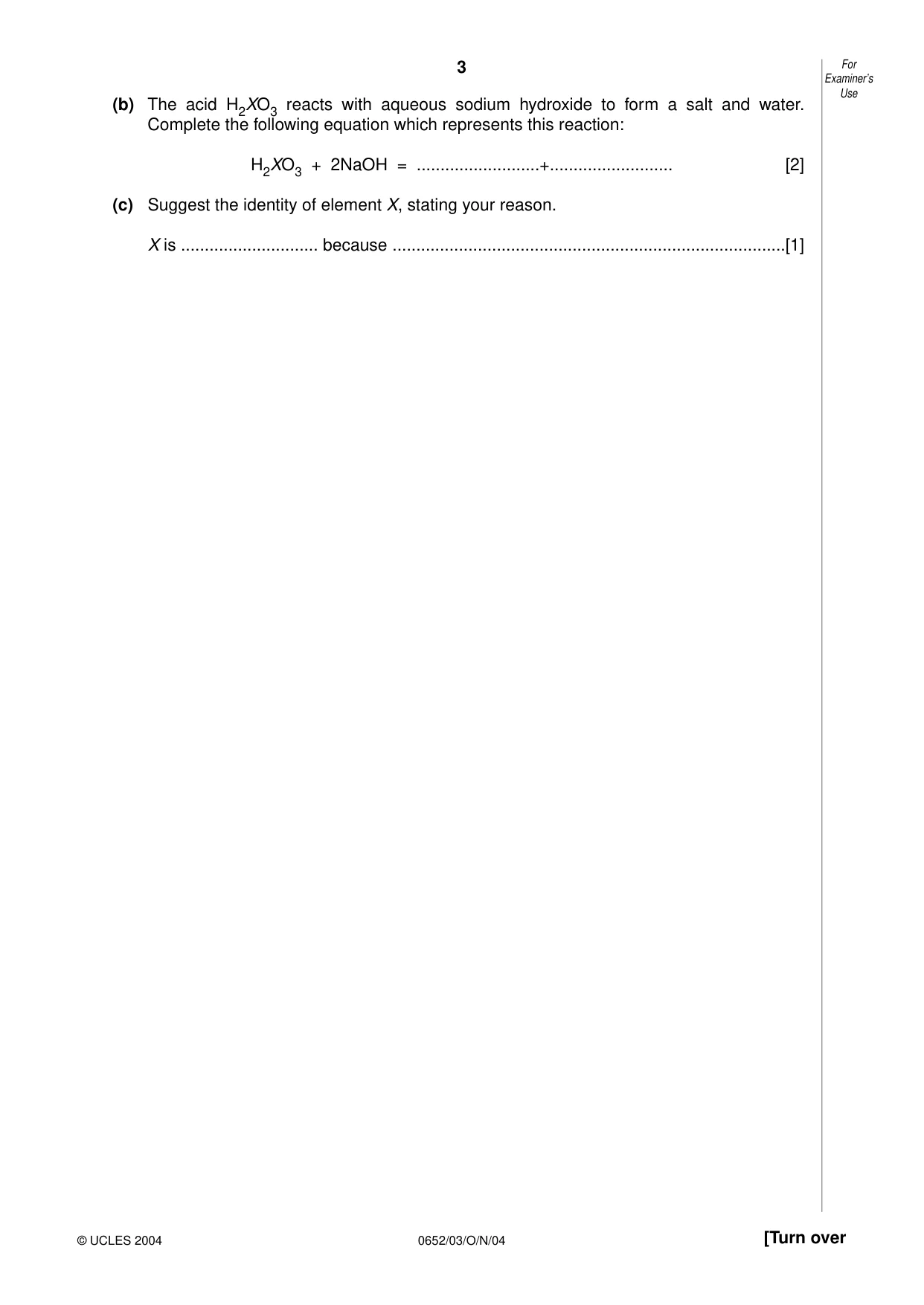 Cambridge IGCSE Physical Science 0652 2004 Oct/Nov Paper 3 · Variant 1 question paper, page 3 of 16