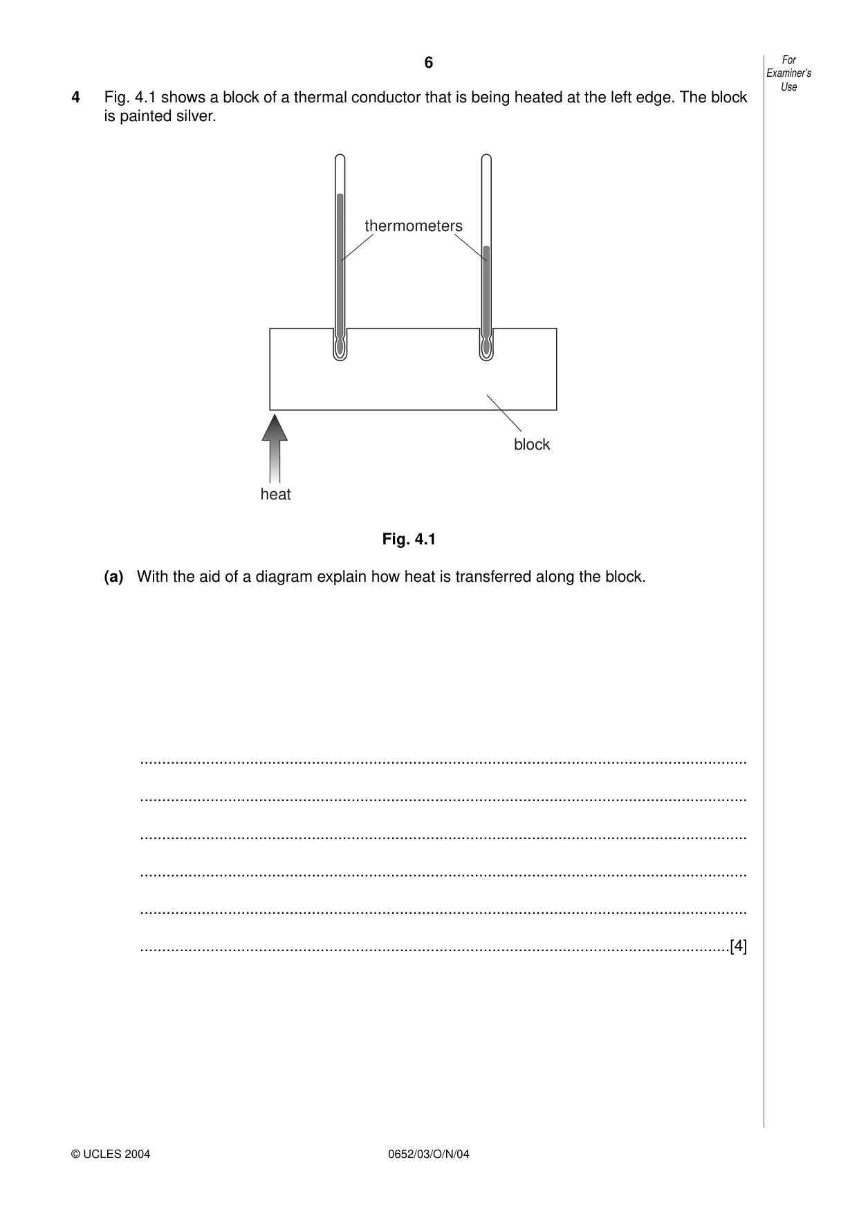 Cambridge IGCSE Physical Science 0652 2004 Oct/Nov Paper 3 · Variant 1 question paper, page 6 of 16