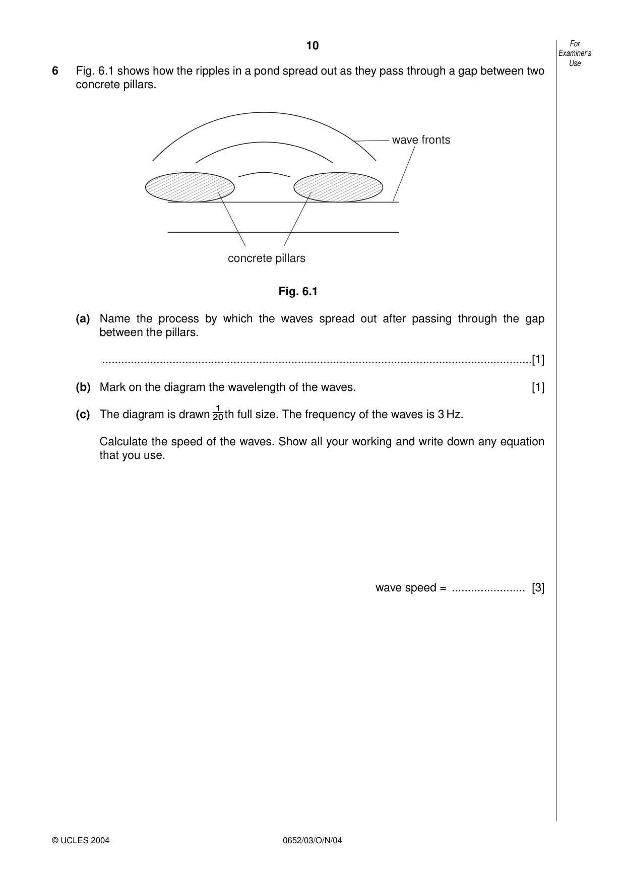 Cambridge IGCSE Physical Science 0652 2004 Oct/Nov Paper 3 · Variant 1 question paper, page 10 of 16