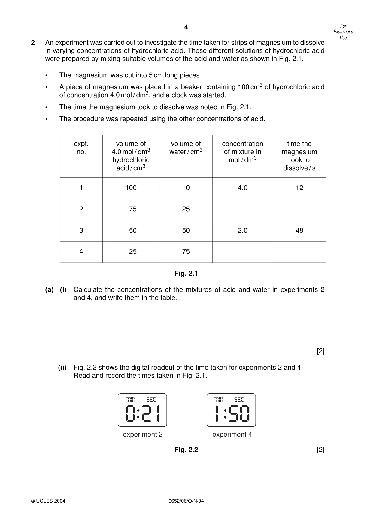 Cambridge IGCSE Physical Science 0652 2004 Oct/Nov Paper 6 · Variant 1 question paper, page 4 of 16
