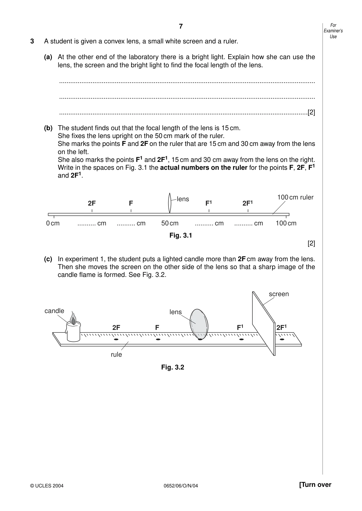 Cambridge IGCSE Physical Science 0652 2004 Oct/Nov Paper 6 · Variant 1 question paper, page 7 of 16