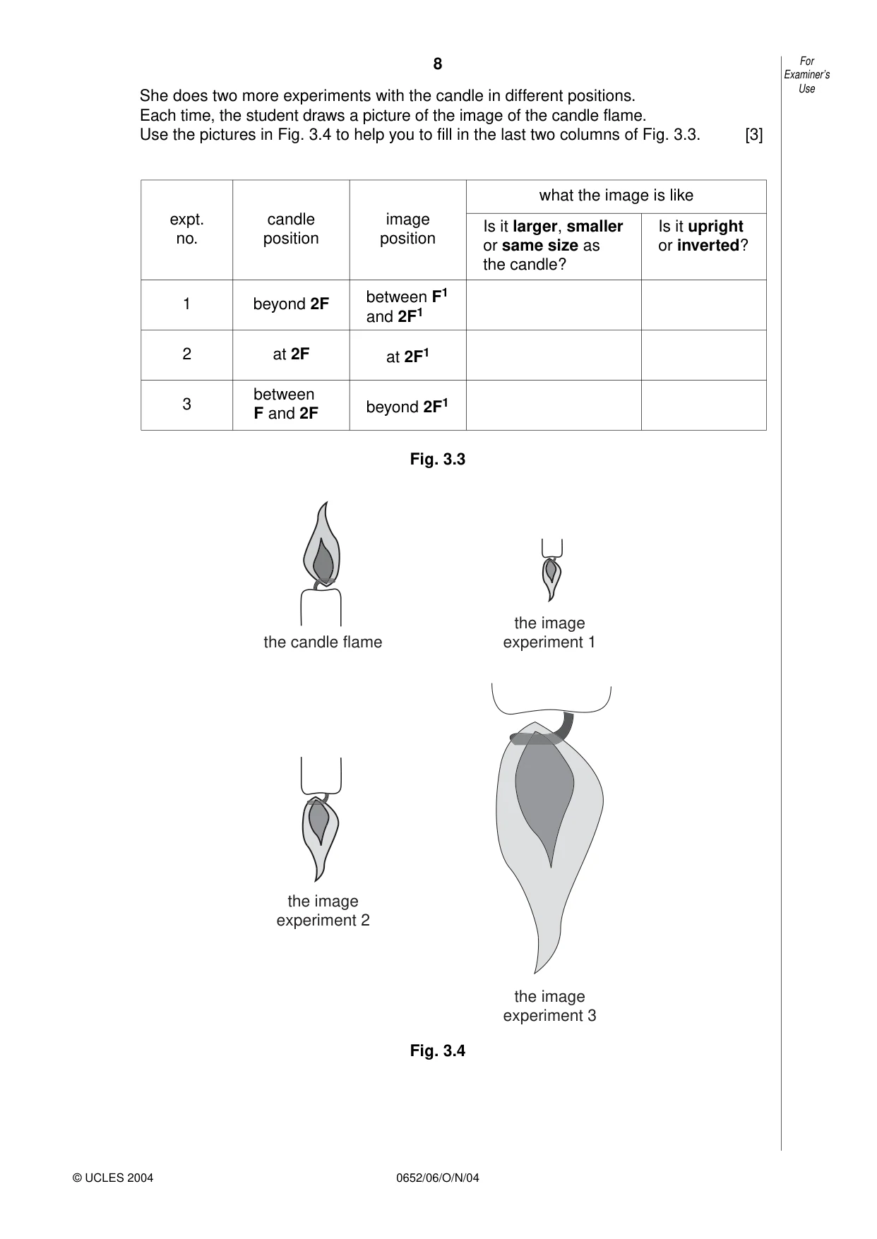 Cambridge IGCSE Physical Science 0652 2004 Oct/Nov Paper 6 · Variant 1 question paper, page 8 of 16