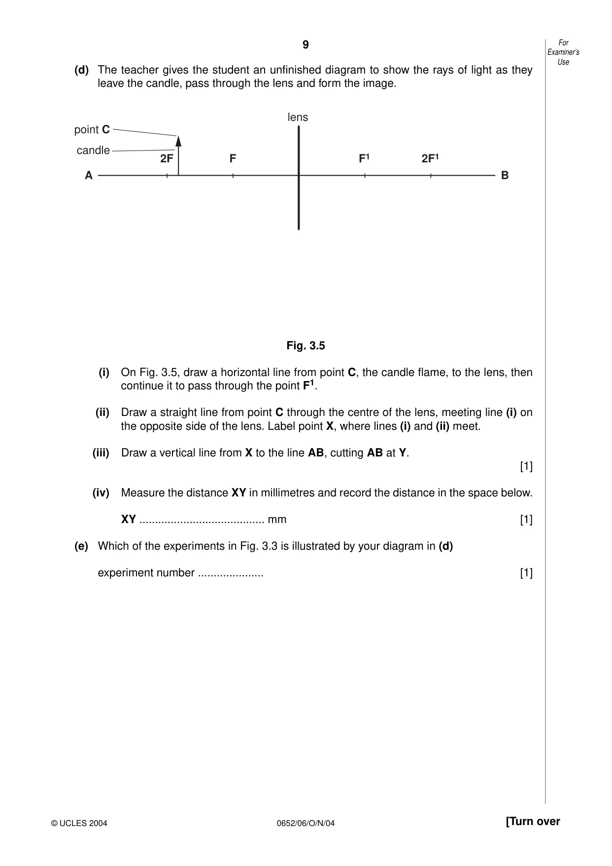Cambridge IGCSE Physical Science 0652 2004 Oct/Nov Paper 6 · Variant 1 question paper, page 9 of 16