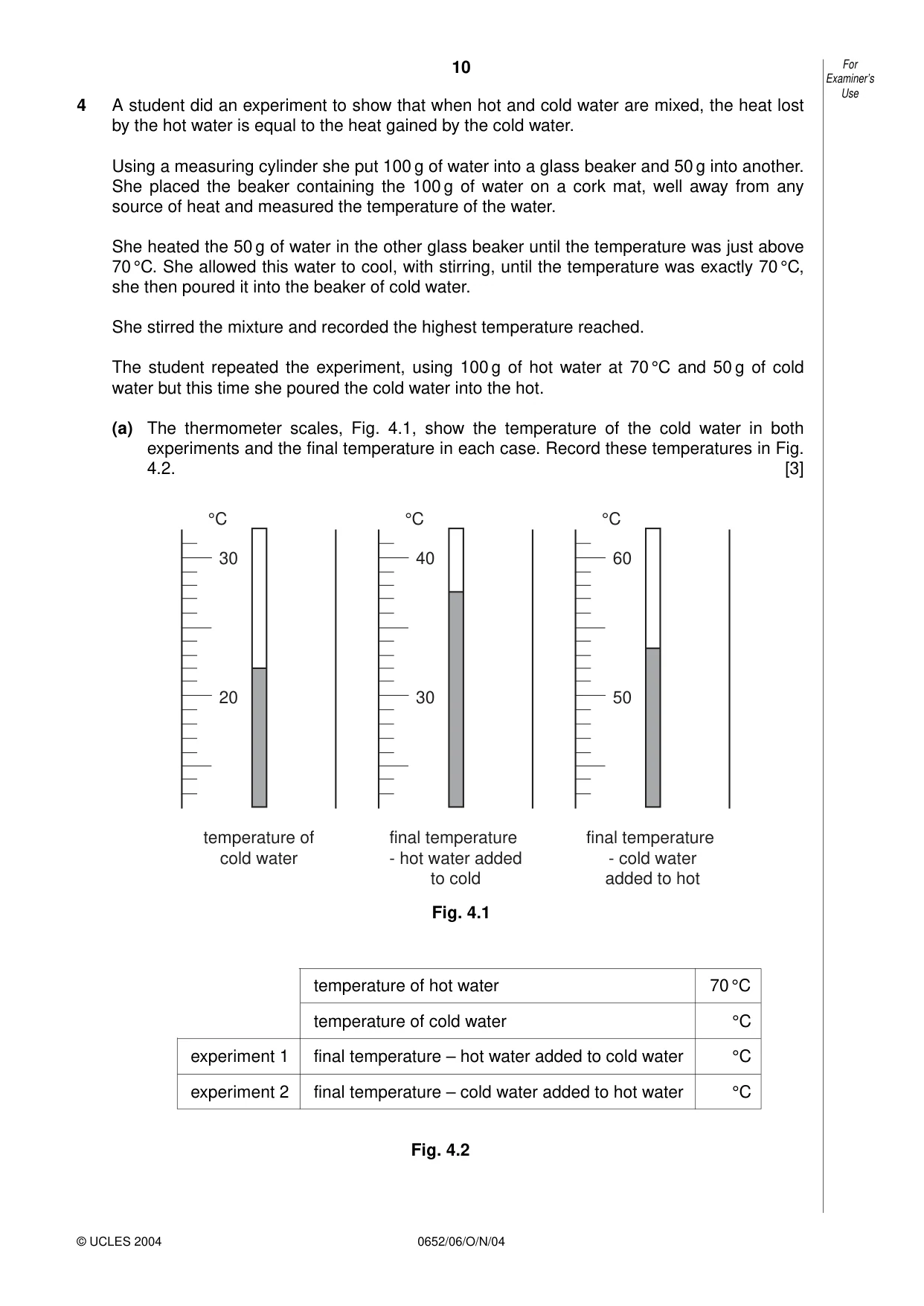 Cambridge IGCSE Physical Science 0652 2004 Oct/Nov Paper 6 · Variant 1 question paper, page 10 of 16