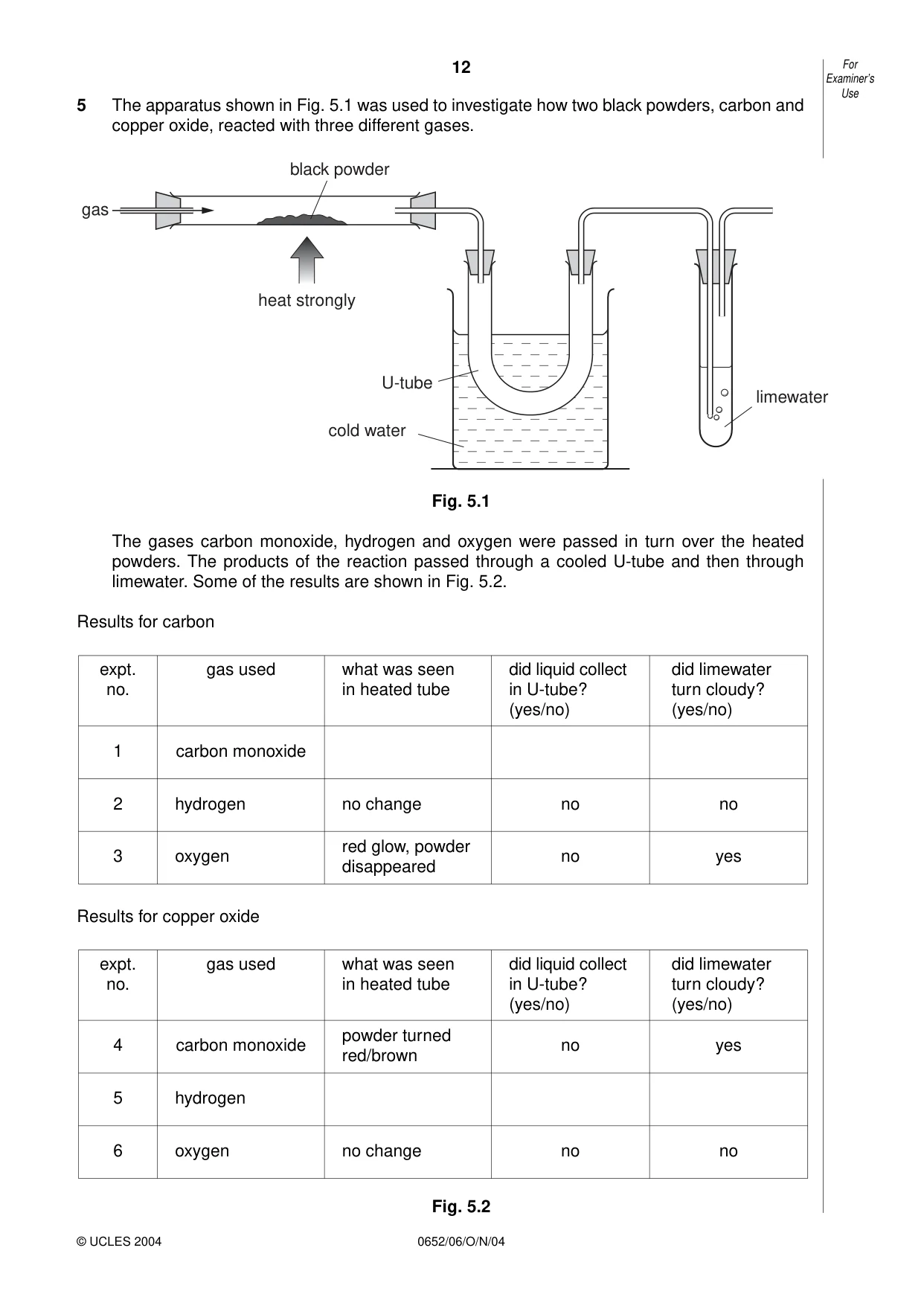 Cambridge IGCSE Physical Science 0652 2004 Oct/Nov Paper 6 · Variant 1 question paper, page 12 of 16