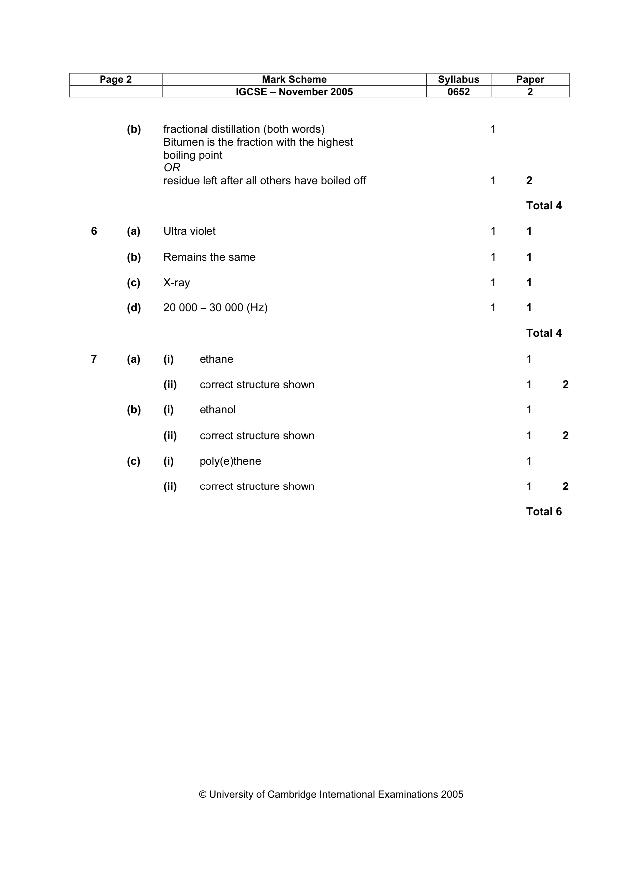 Mark scheme, page 3 of 5