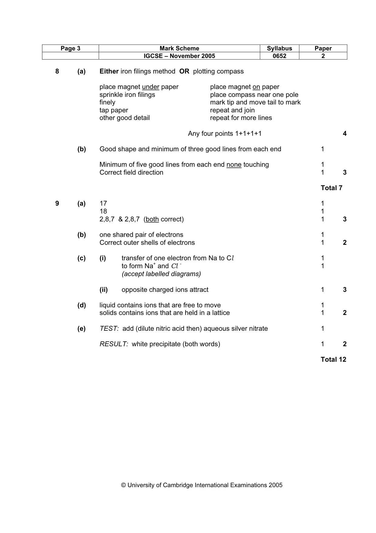 Mark scheme, page 4 of 5