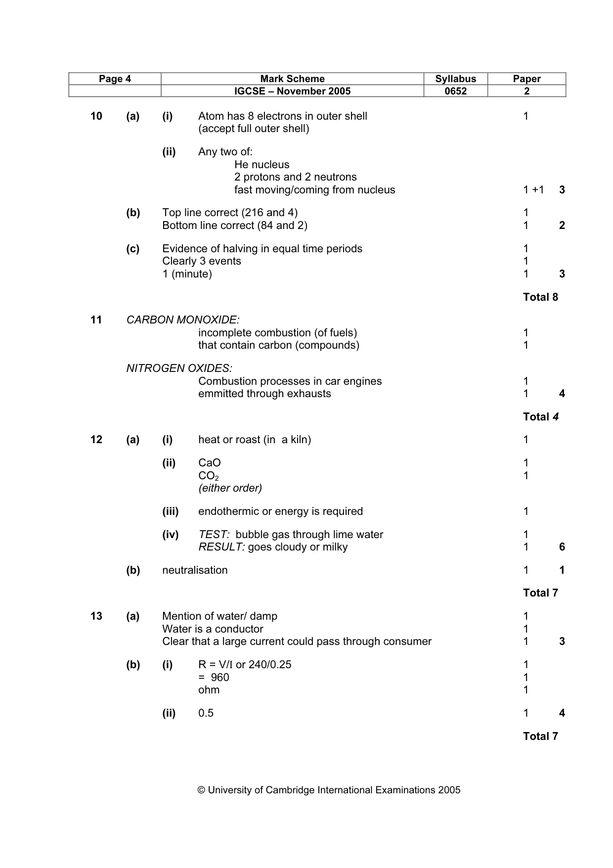 Mark scheme, page 5 of 5