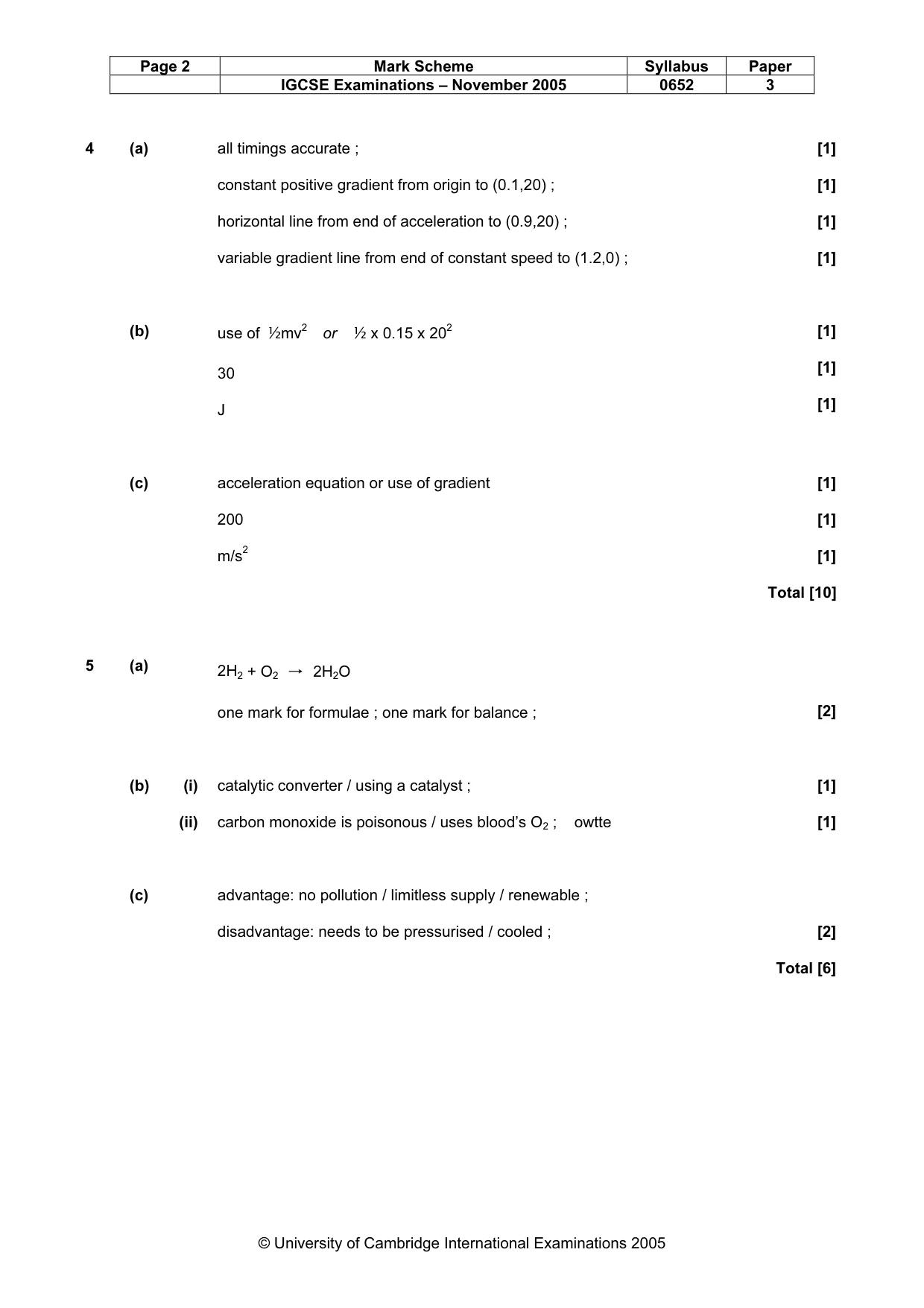 Mark scheme, page 3 of 6