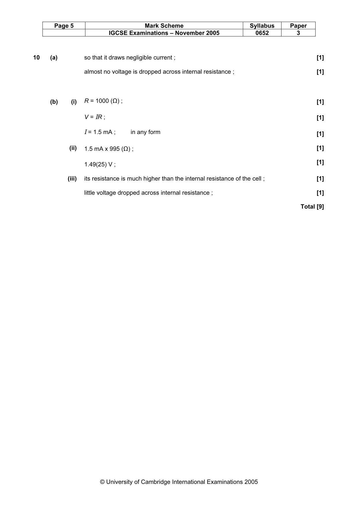 Mark scheme, page 6 of 6