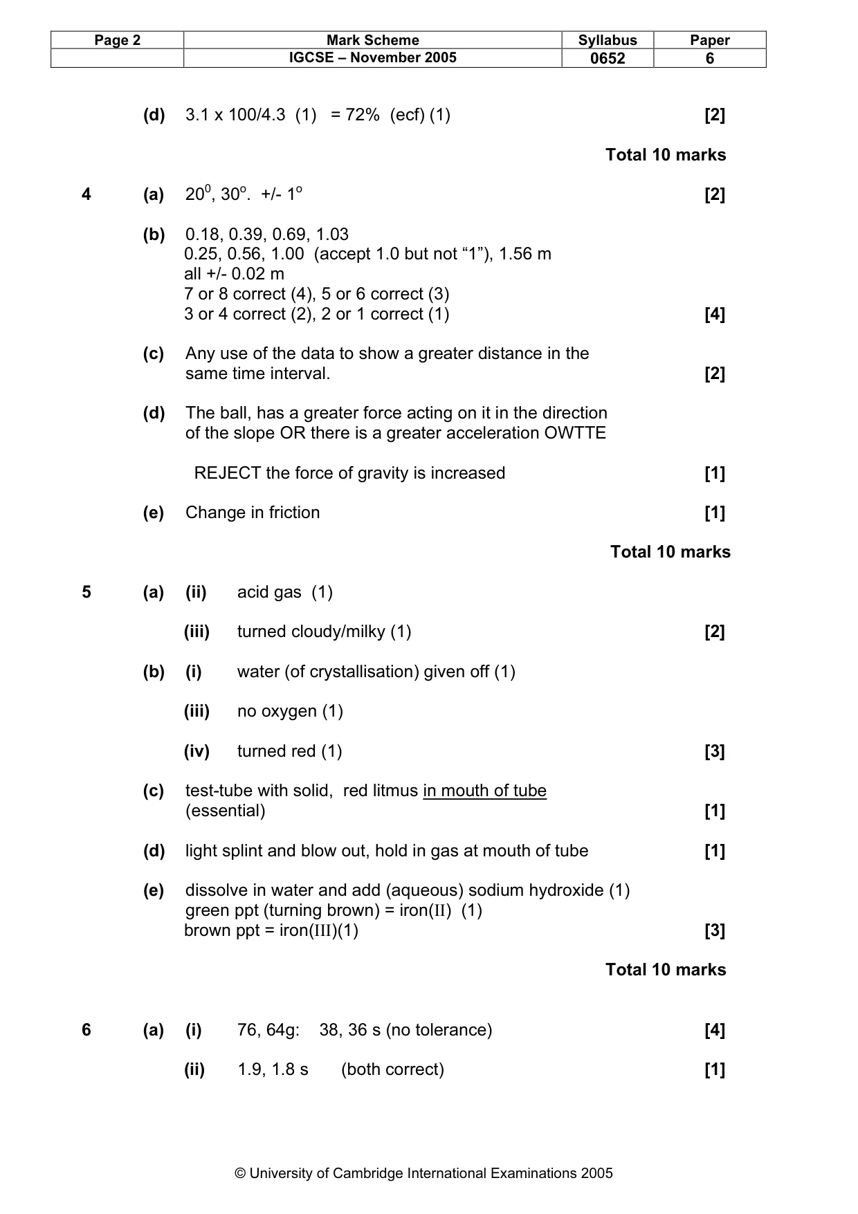 Mark scheme, page 3 of 4