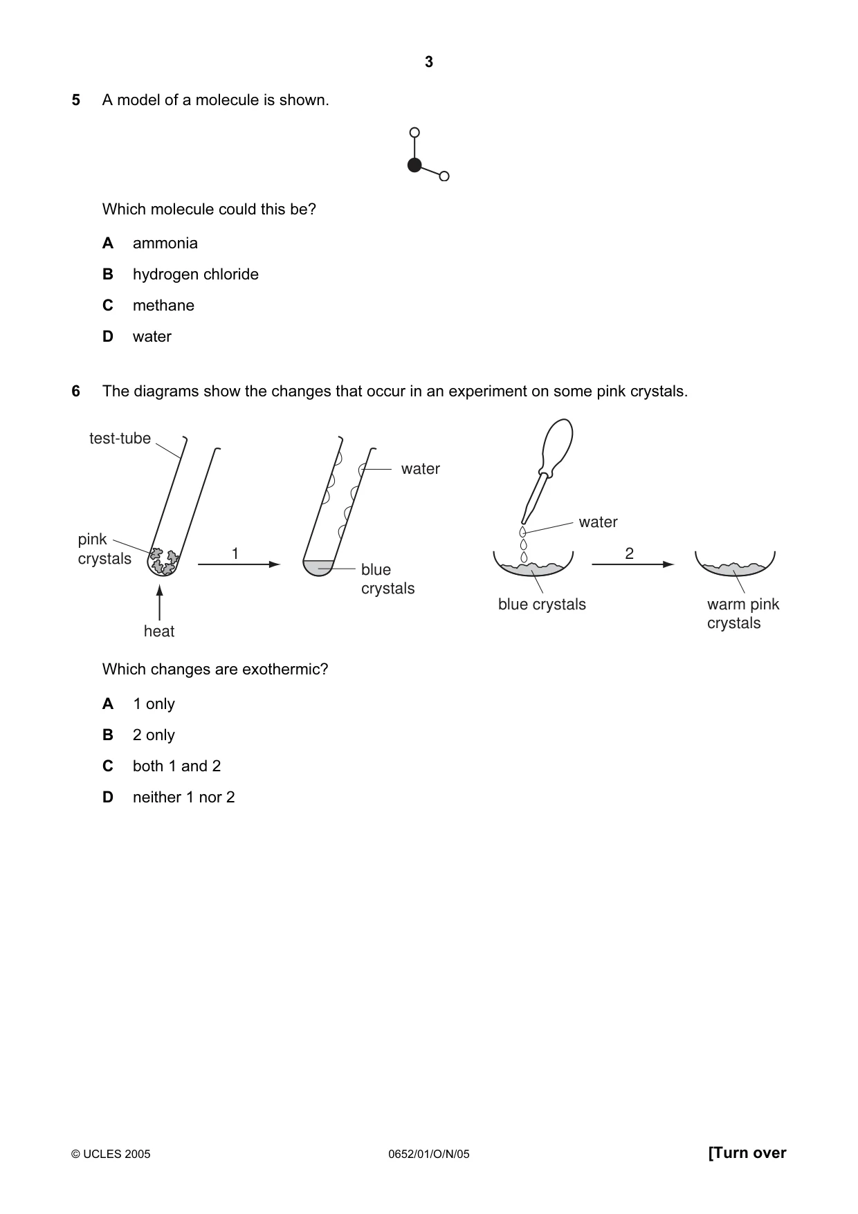 Cambridge IGCSE Physical Science 0652 2005 Oct/Nov Paper 1 · Variant 1 question paper, page 3 of 20