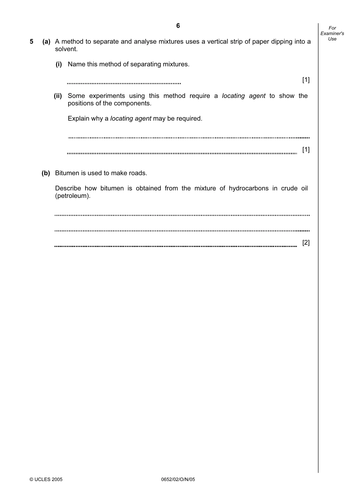 Cambridge IGCSE Physical Science 0652 2005 Oct/Nov Paper 2 · Variant 1 question paper, page 6 of 16