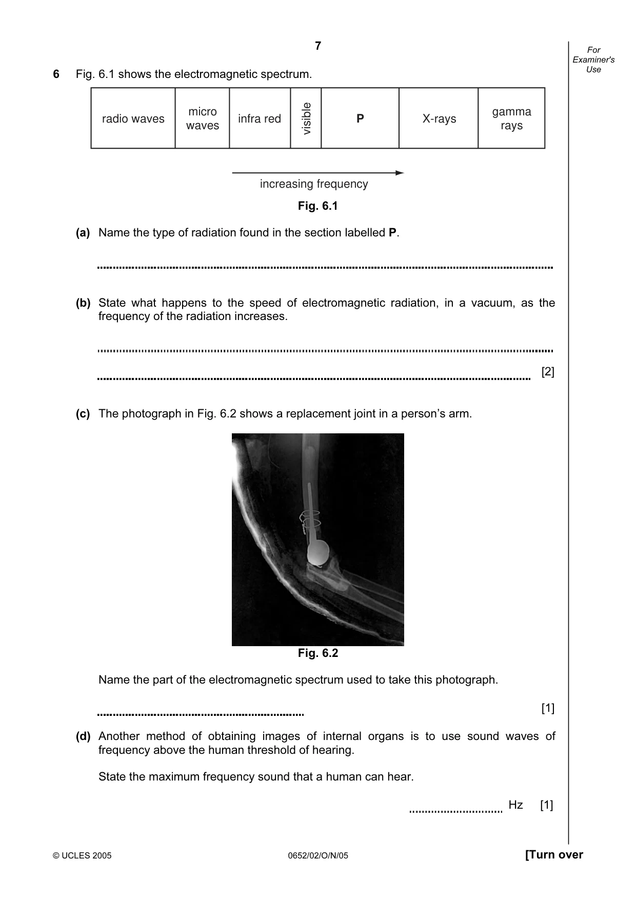 Cambridge IGCSE Physical Science 0652 2005 Oct/Nov Paper 2 · Variant 1 question paper, page 7 of 16
