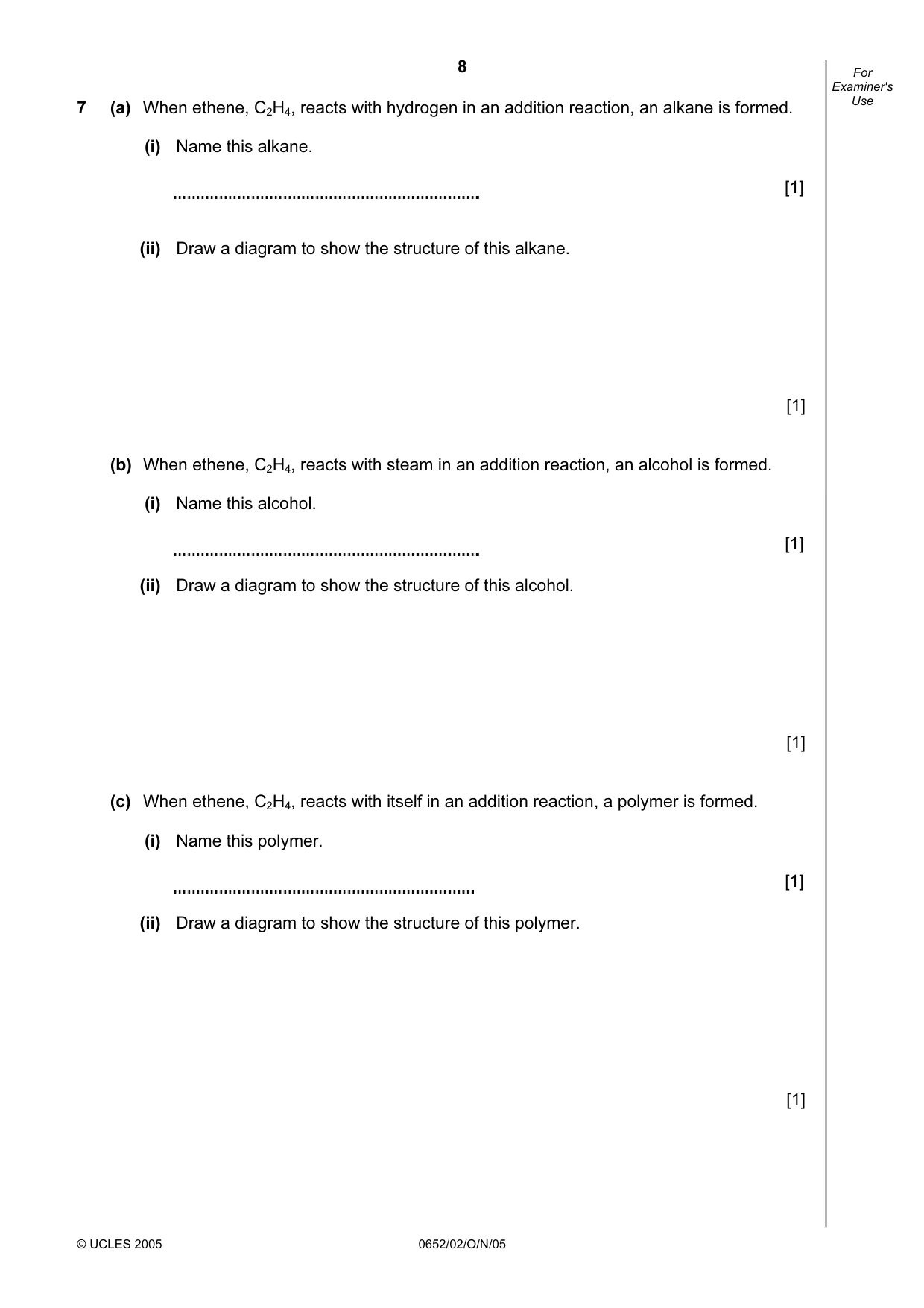 Cambridge IGCSE Physical Science 0652 2005 Oct/Nov Paper 2 · Variant 1 question paper, page 8 of 16