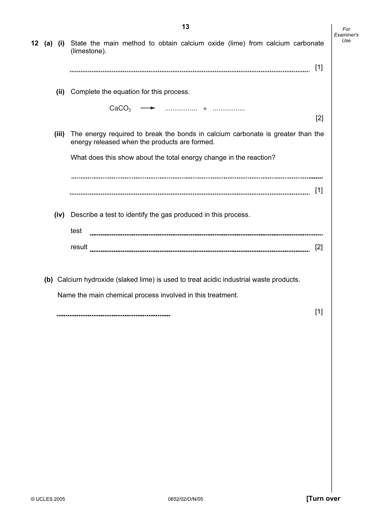 Cambridge IGCSE Physical Science 0652 2005 Oct/Nov Paper 2 · Variant 1 question paper, page 13 of 16