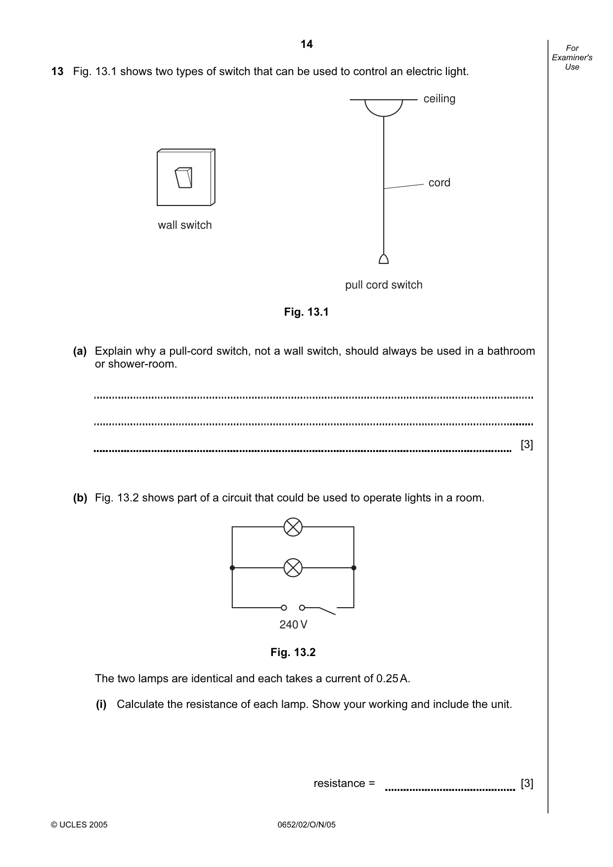Cambridge IGCSE Physical Science 0652 2005 Oct/Nov Paper 2 · Variant 1 question paper, page 14 of 16