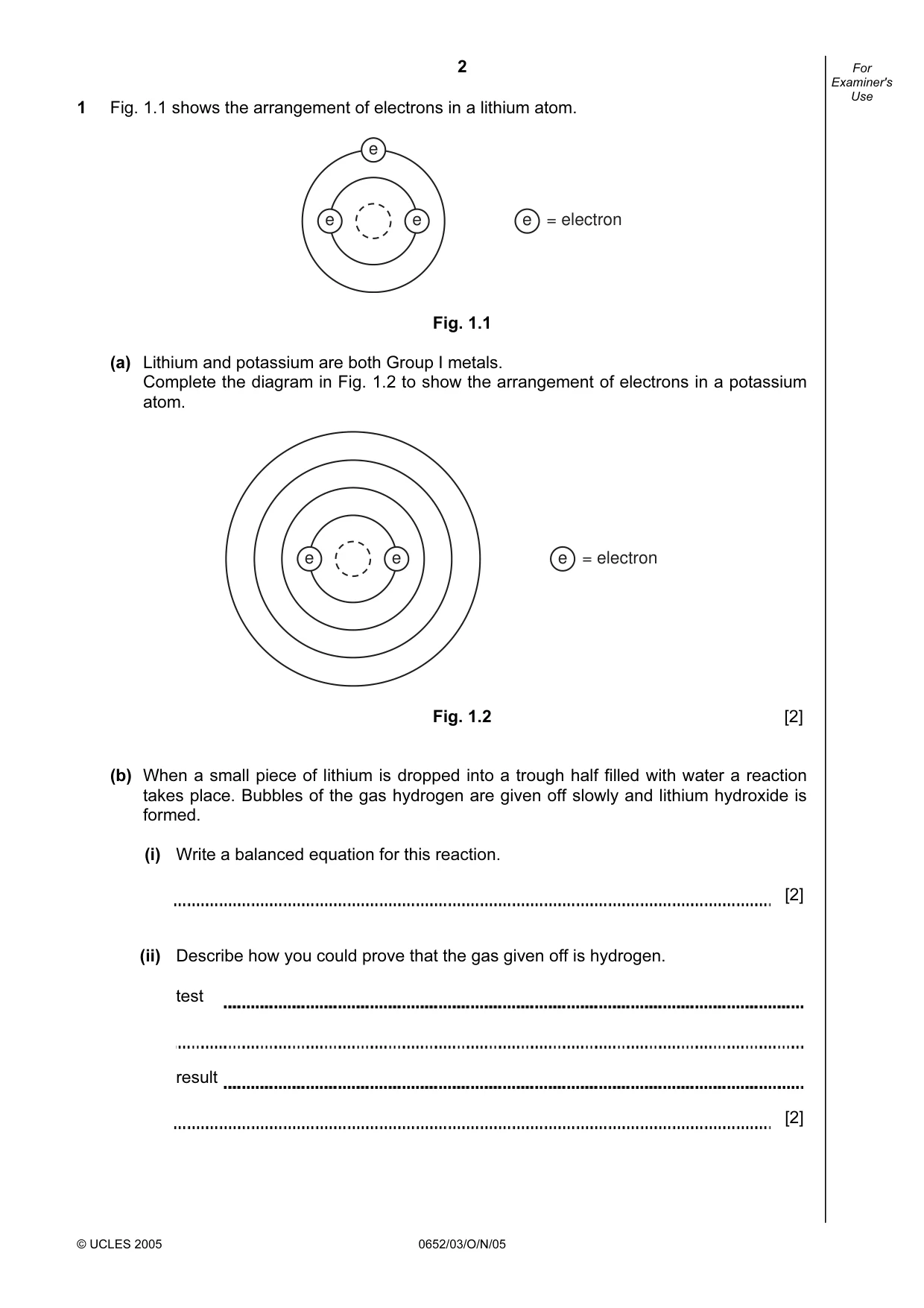 Cambridge IGCSE Physical Science 0652 2005 Oct/Nov Paper 3 · Variant 1 question paper, page 2 of 16