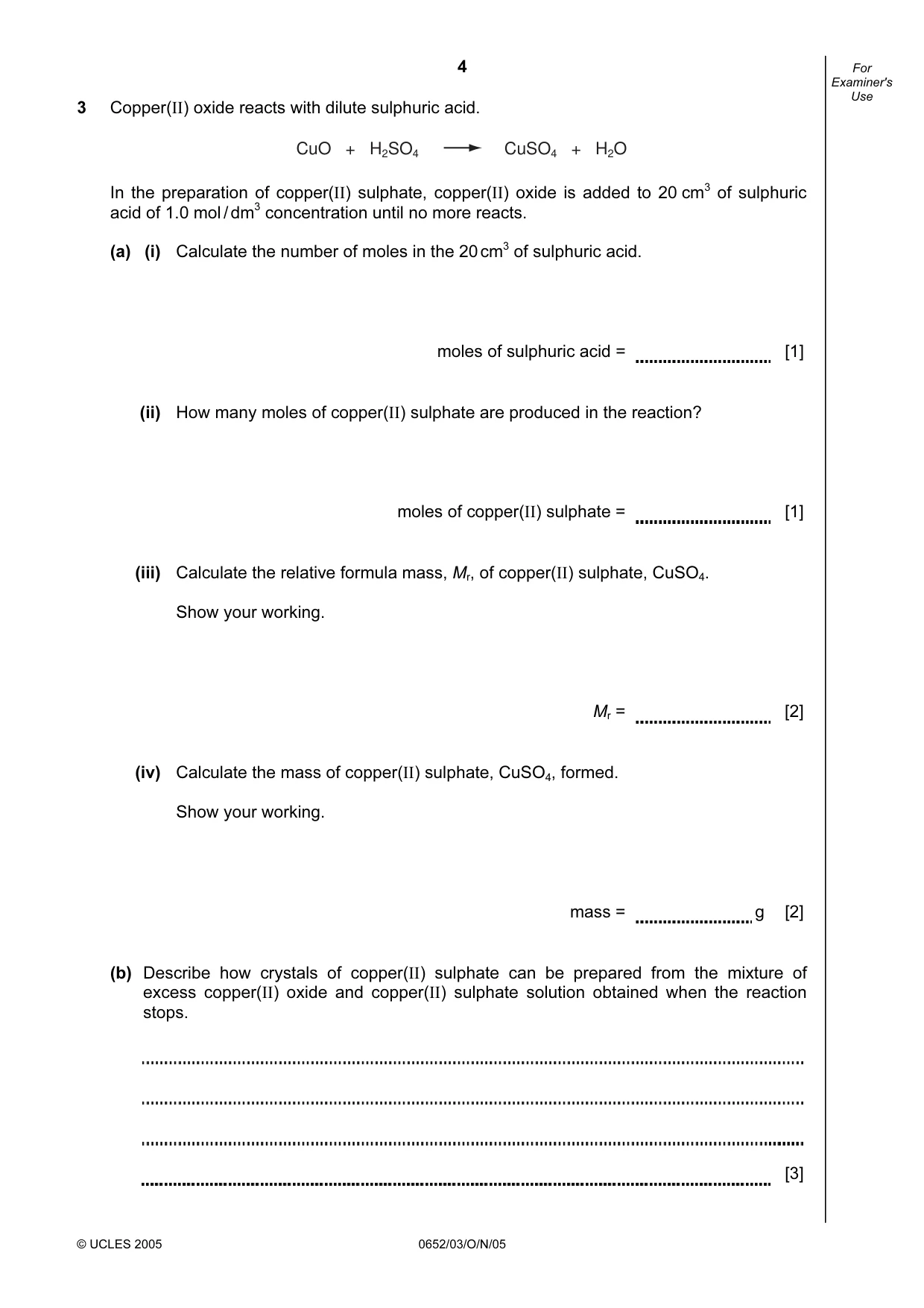 Cambridge IGCSE Physical Science 0652 2005 Oct/Nov Paper 3 · Variant 1 question paper, page 4 of 16