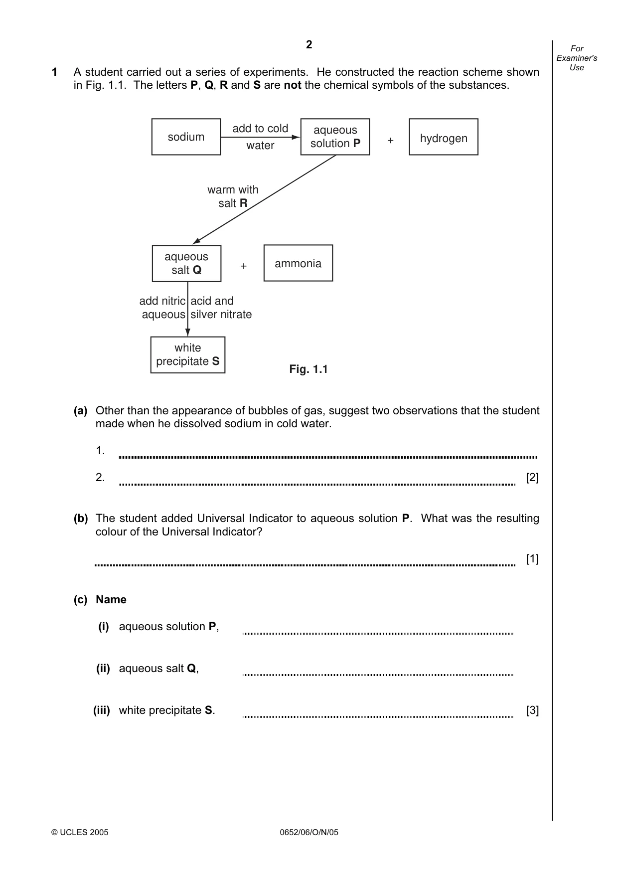 Cambridge IGCSE Physical Science 0652 2005 Oct/Nov Paper 6 · Variant 1 question paper, page 2 of 16