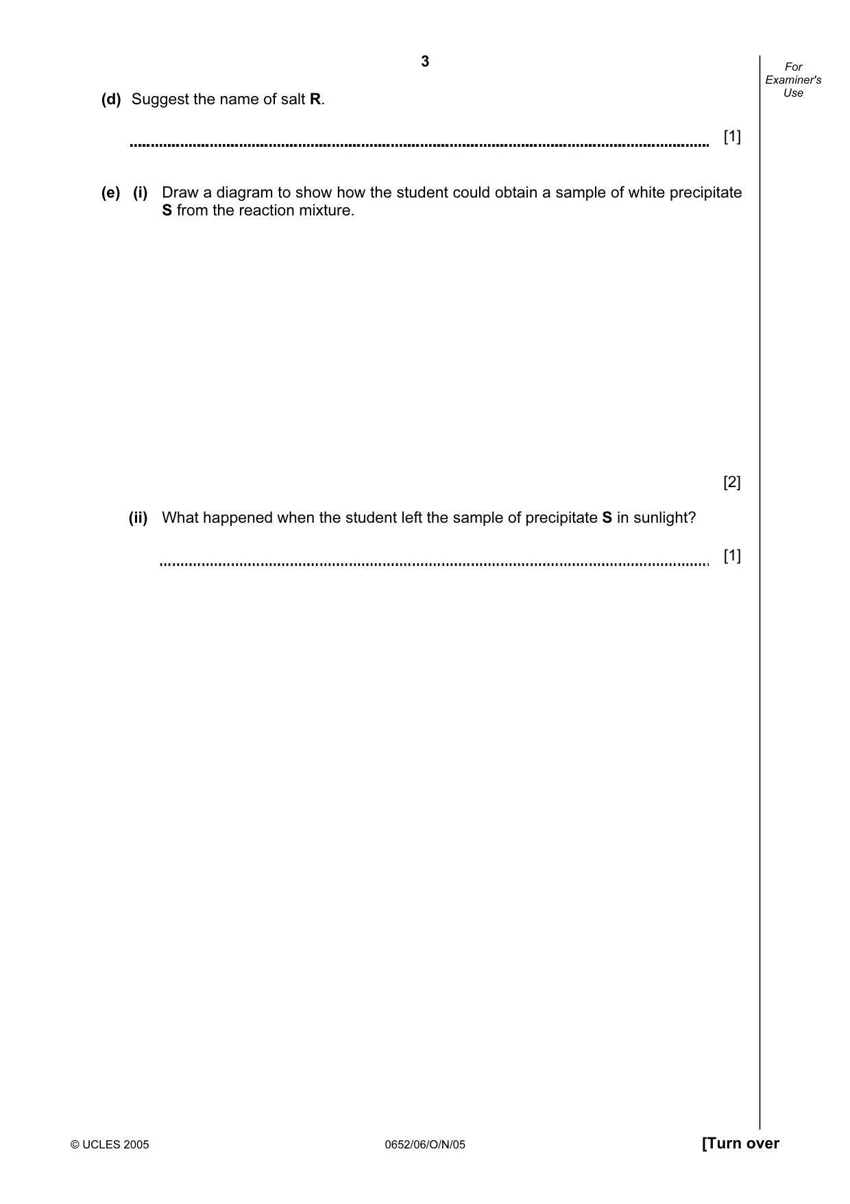 Cambridge IGCSE Physical Science 0652 2005 Oct/Nov Paper 6 · Variant 1 question paper, page 3 of 16