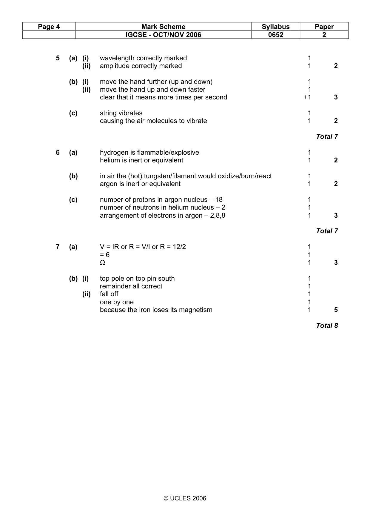 Mark scheme, page 4 of 5