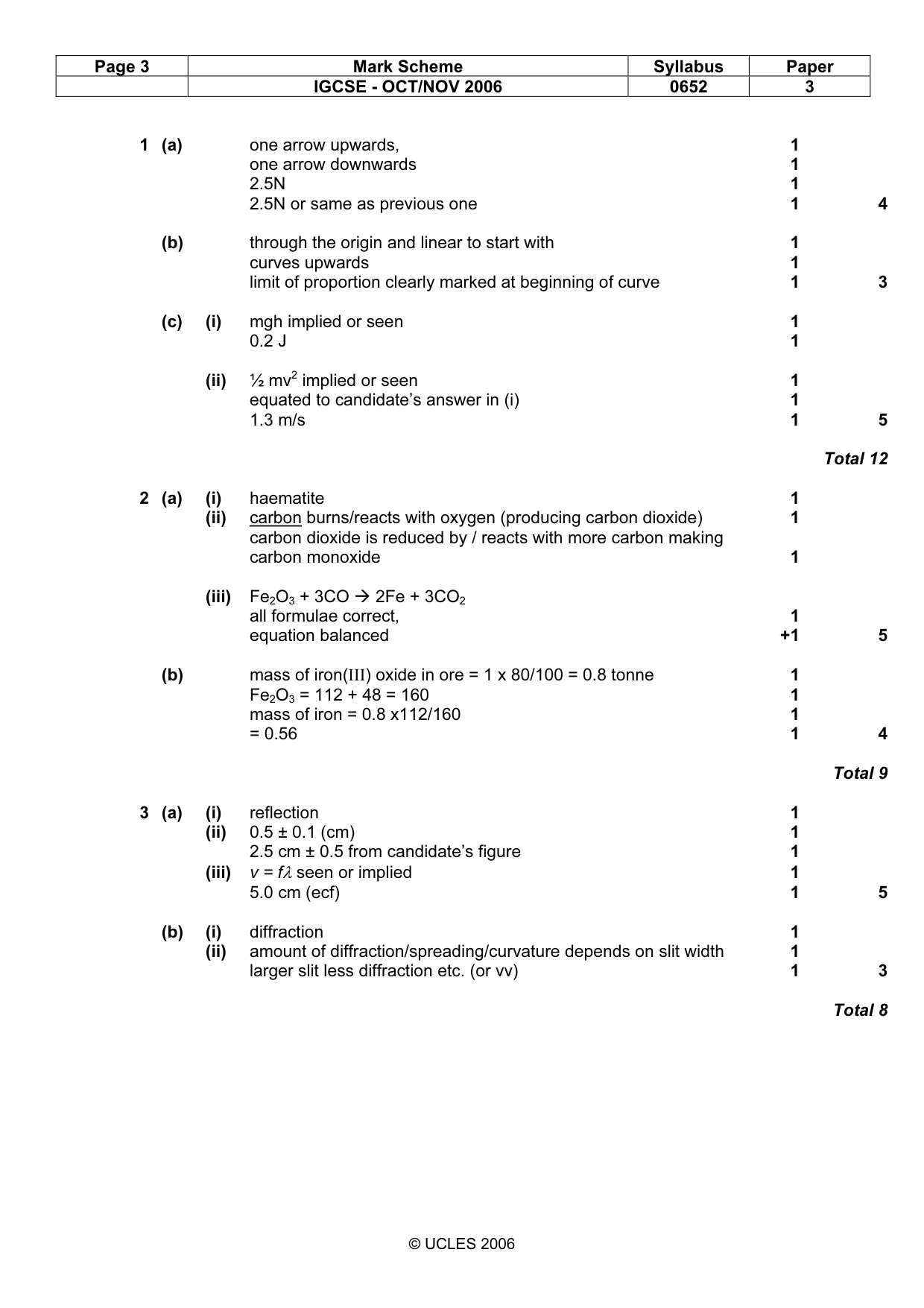 Mark scheme, page 3 of 5