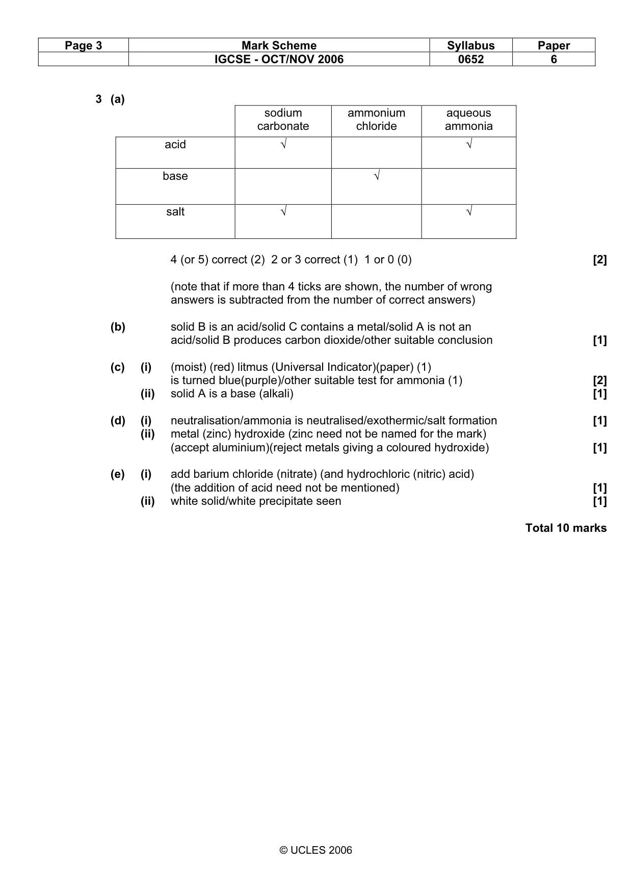 Mark scheme, page 3 of 5