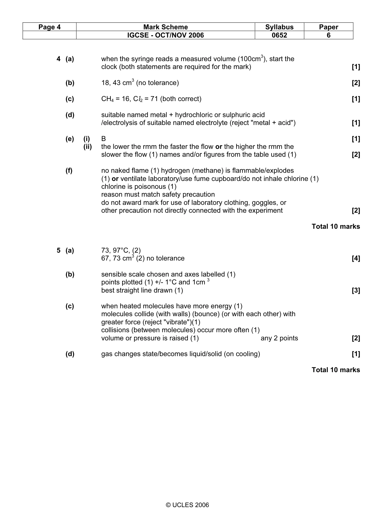 Mark scheme, page 4 of 5