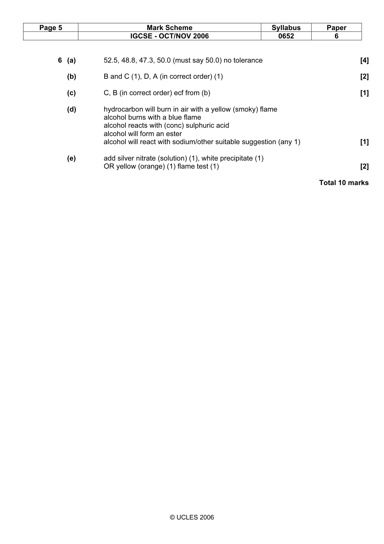 Mark scheme, page 5 of 5