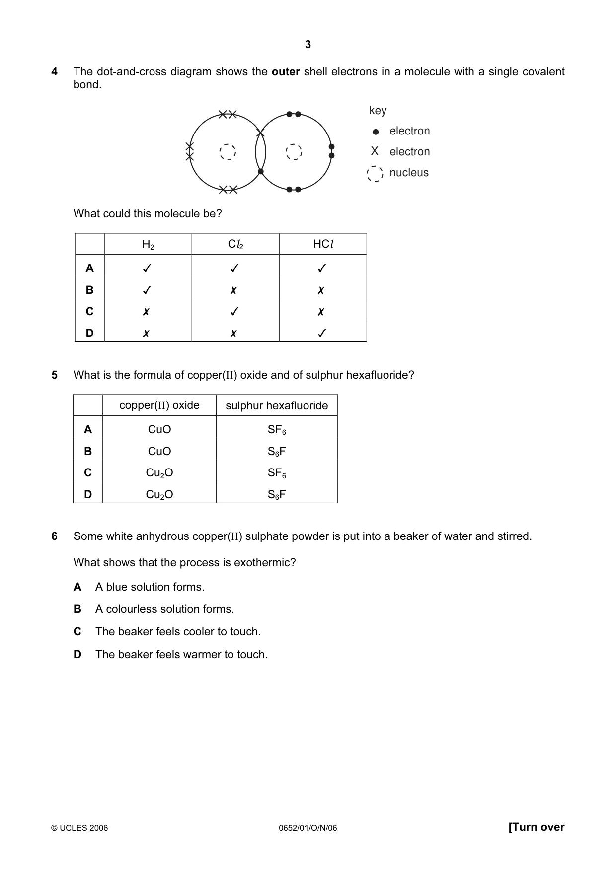 Cambridge IGCSE Physical Science 0652 2006 Oct/Nov Paper 1 · Variant 1 question paper, page 3 of 20
