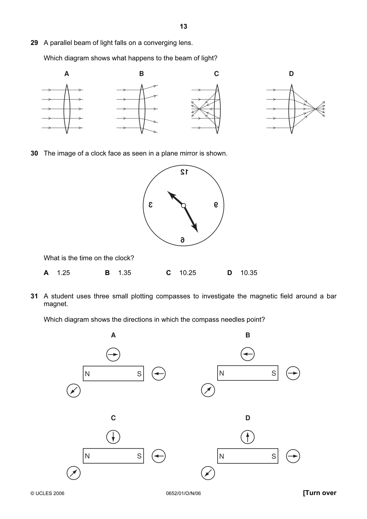 Cambridge IGCSE Physical Science 0652 2006 Oct/Nov Paper 1 · Variant 1 question paper, page 13 of 20