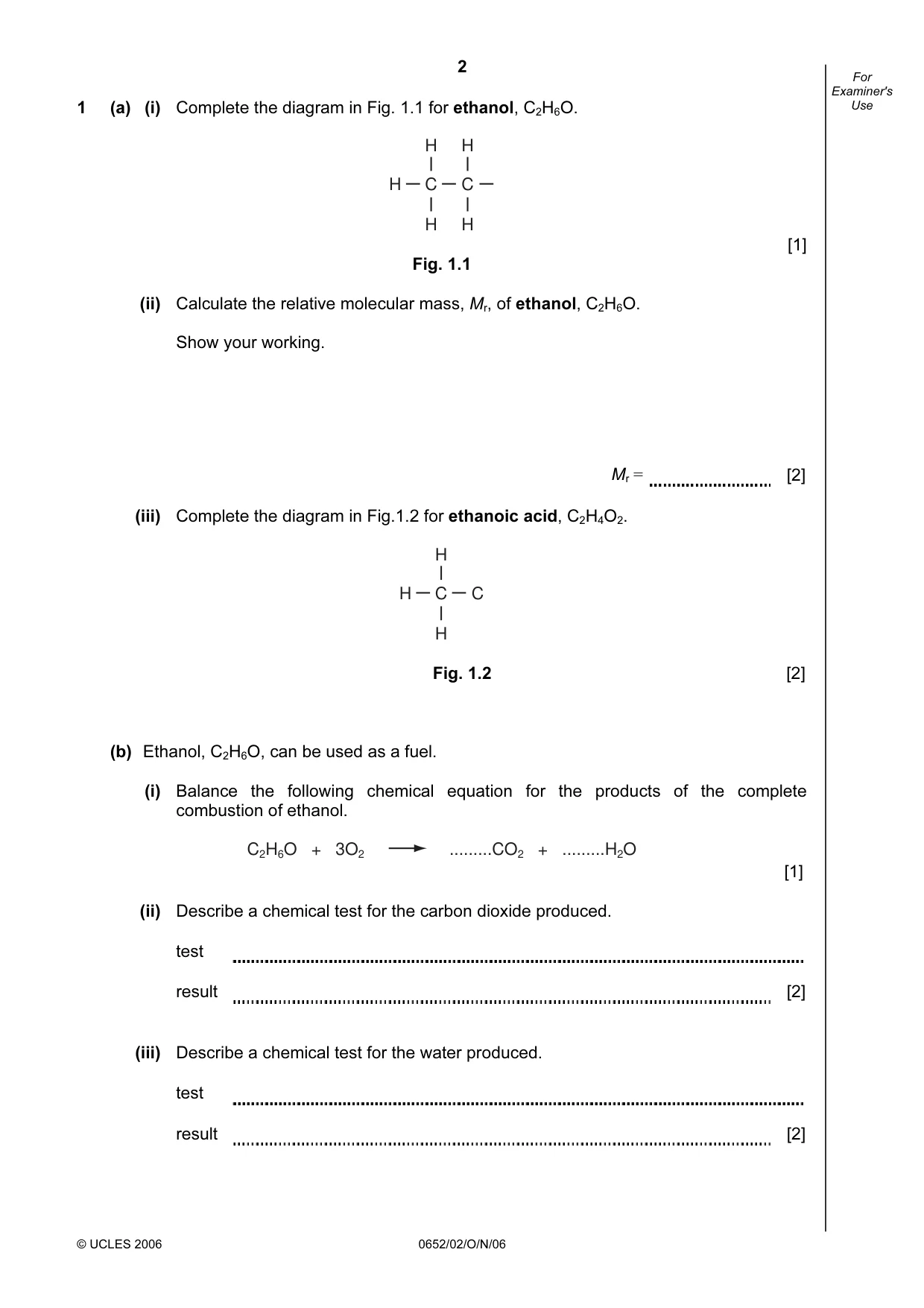 Cambridge IGCSE Physical Science 0652 2006 Oct/Nov Paper 2 · Variant 1 question paper, page 2 of 16