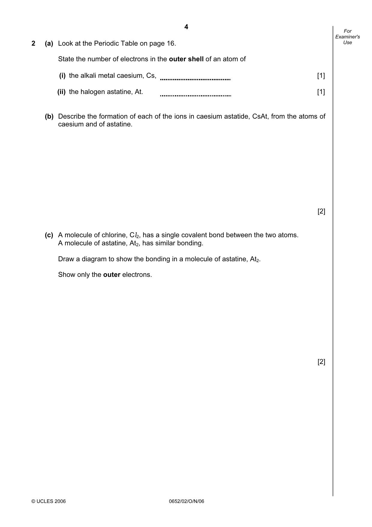 Cambridge IGCSE Physical Science 0652 2006 Oct/Nov Paper 2 · Variant 1 question paper, page 4 of 16