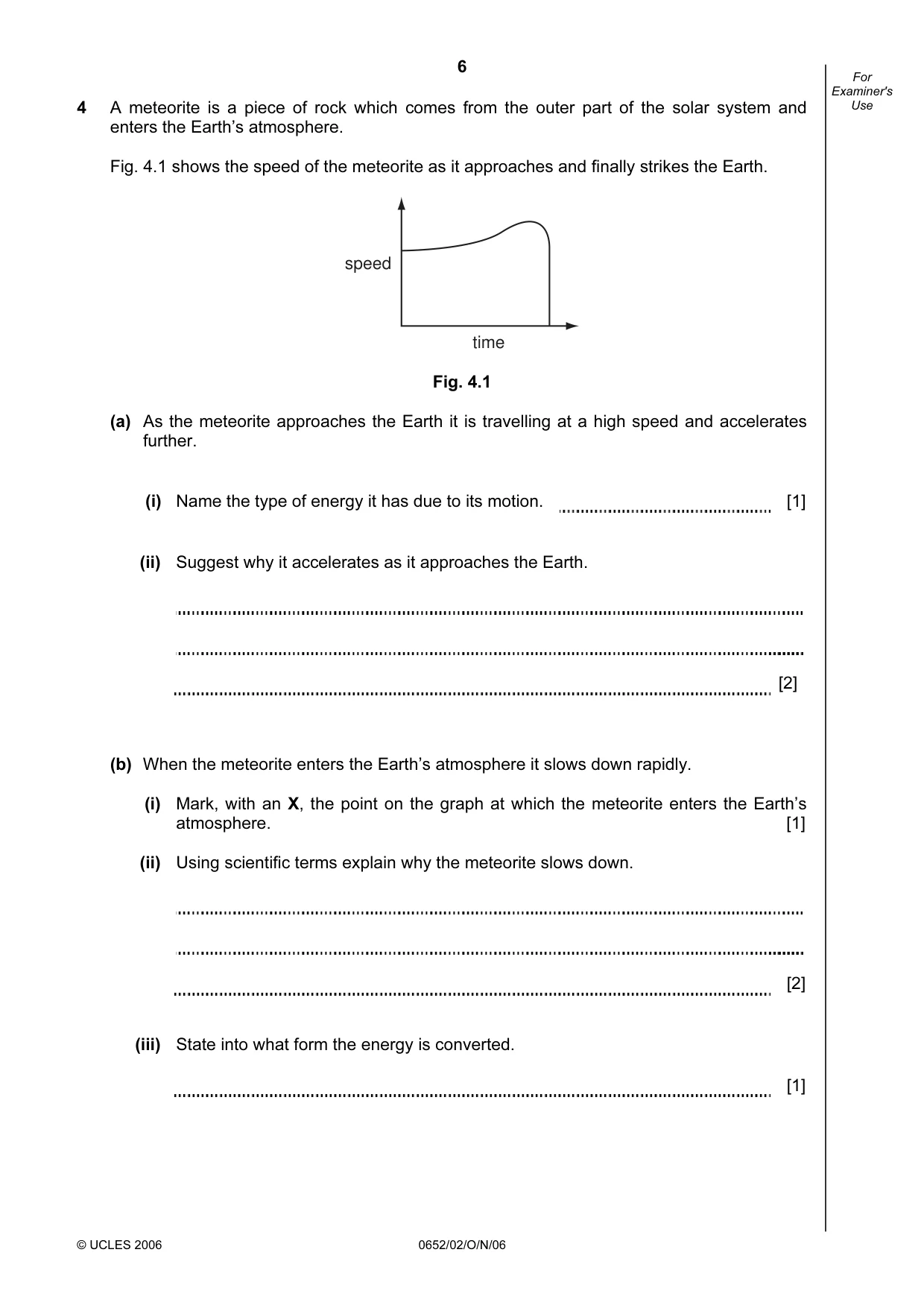 Cambridge IGCSE Physical Science 0652 2006 Oct/Nov Paper 2 · Variant 1 question paper, page 6 of 16