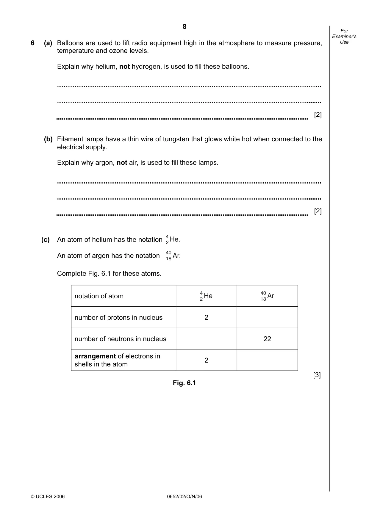 Cambridge IGCSE Physical Science 0652 2006 Oct/Nov Paper 2 · Variant 1 question paper, page 8 of 16