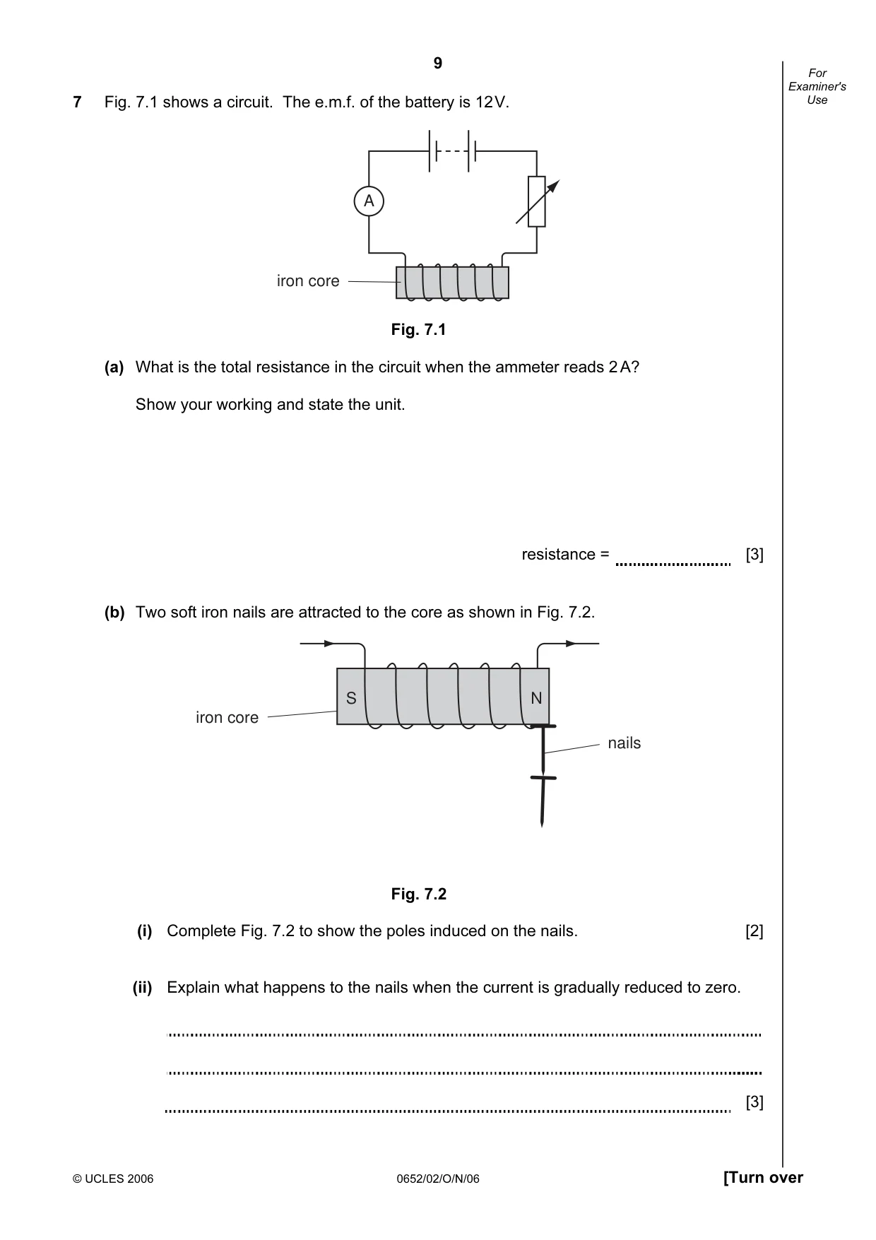 Cambridge IGCSE Physical Science 0652 2006 Oct/Nov Paper 2 · Variant 1 question paper, page 9 of 16