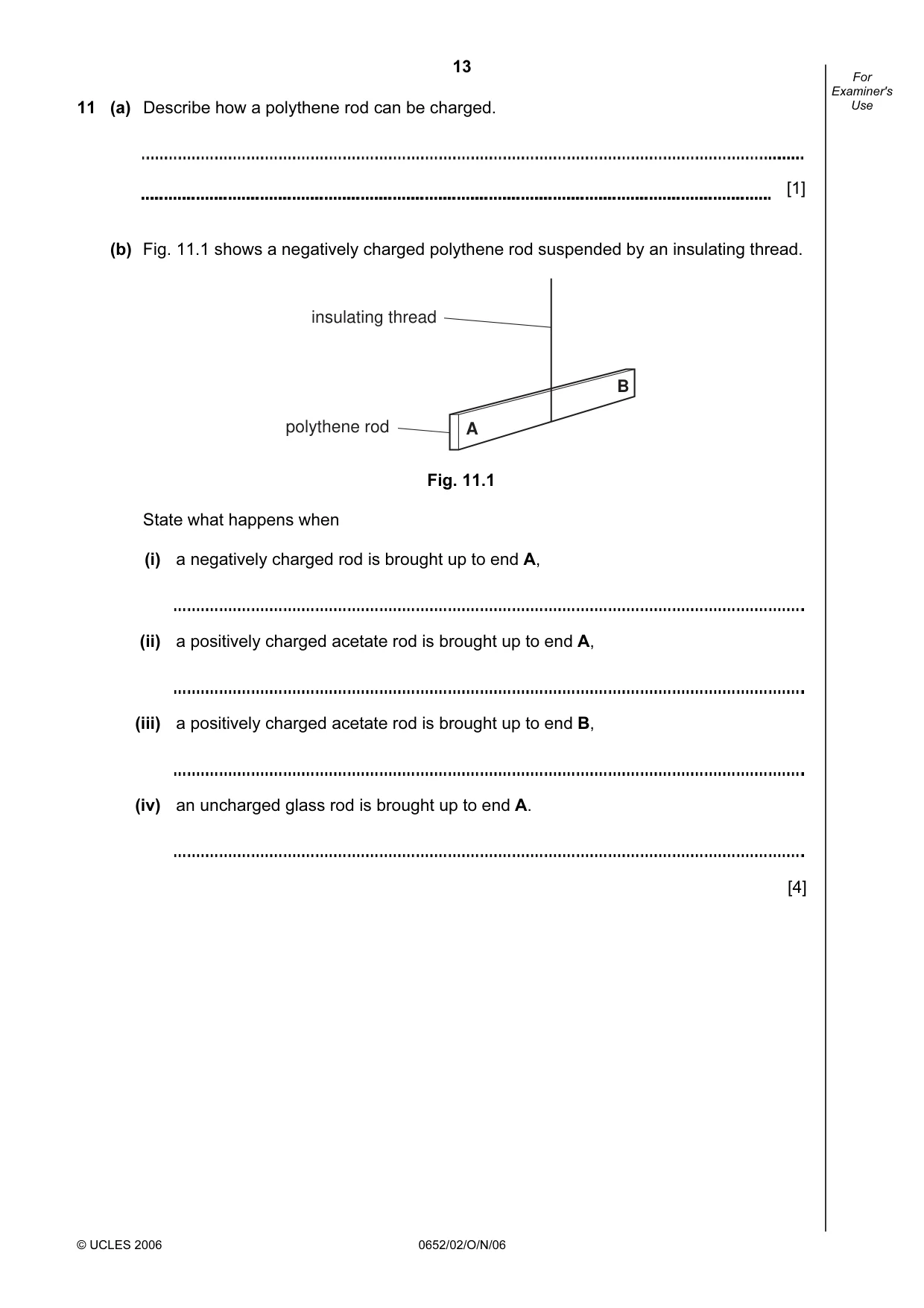 Cambridge IGCSE Physical Science 0652 2006 Oct/Nov Paper 2 · Variant 1 question paper, page 13 of 16