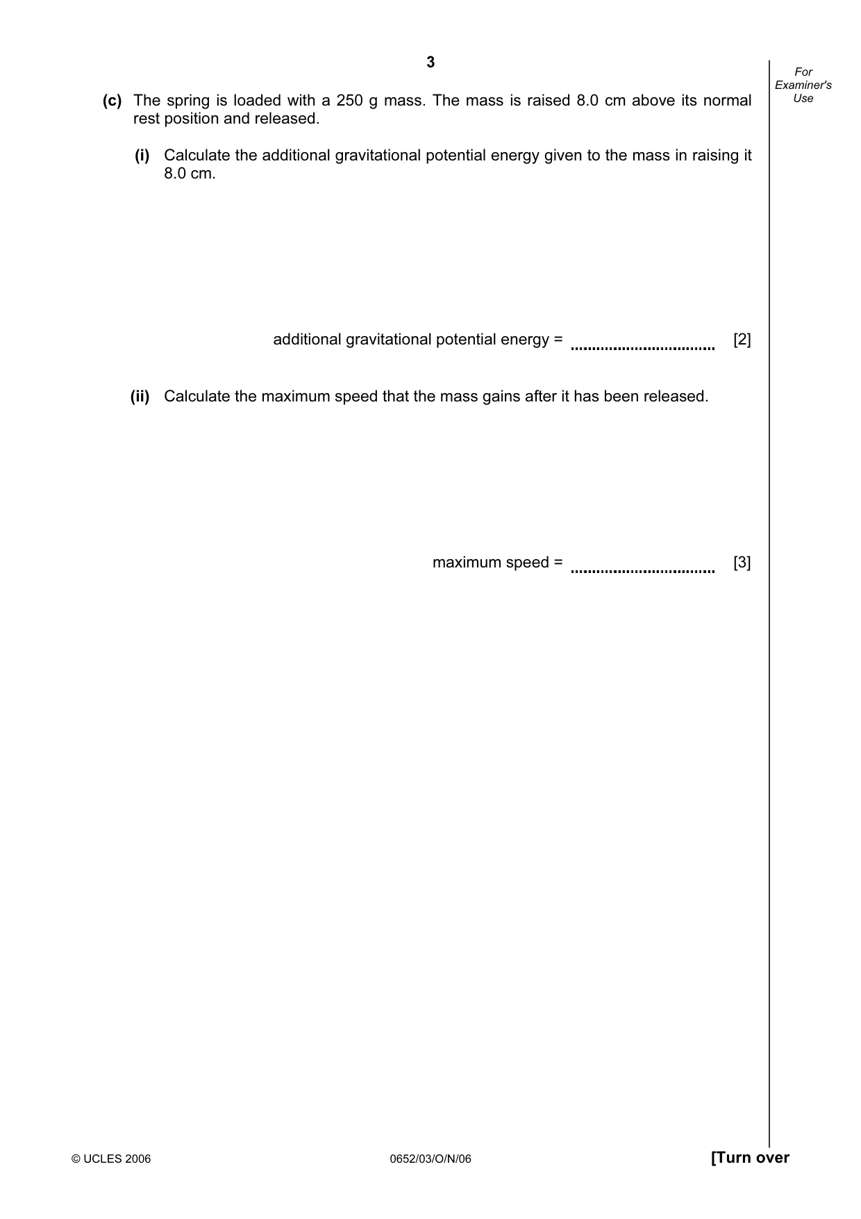 Cambridge IGCSE Physical Science 0652 2006 Oct/Nov Paper 3 · Variant 1 question paper, page 3 of 20