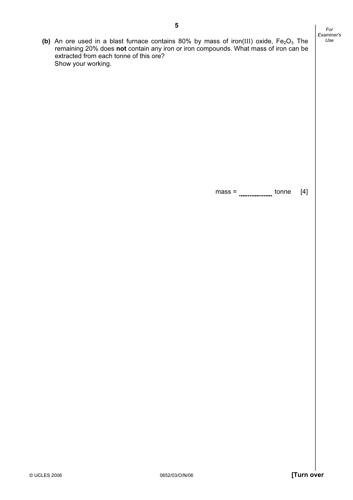 Cambridge IGCSE Physical Science 0652 2006 Oct/Nov Paper 3 · Variant 1 question paper, page 5 of 20