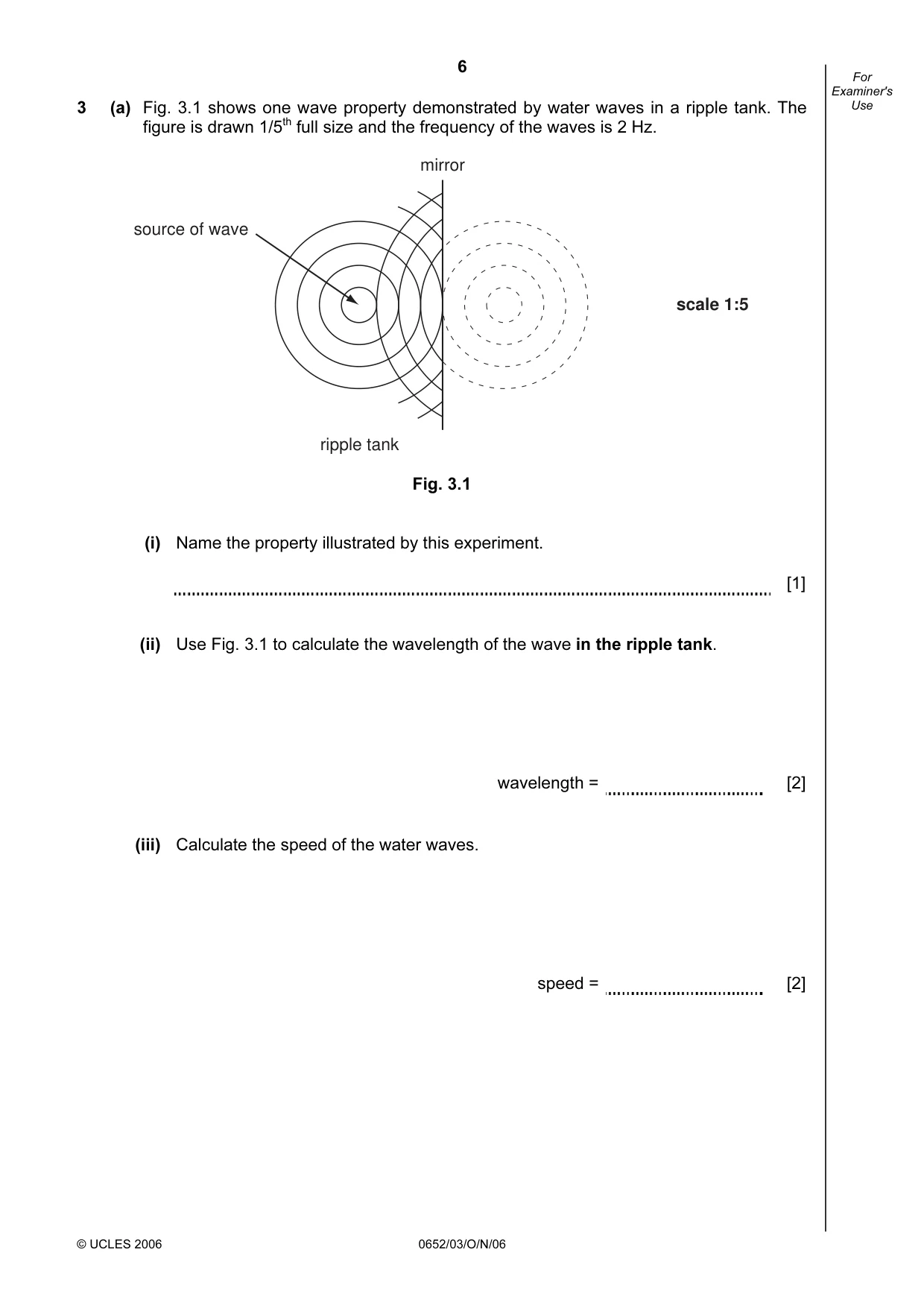 Cambridge IGCSE Physical Science 0652 2006 Oct/Nov Paper 3 · Variant 1 question paper, page 6 of 20