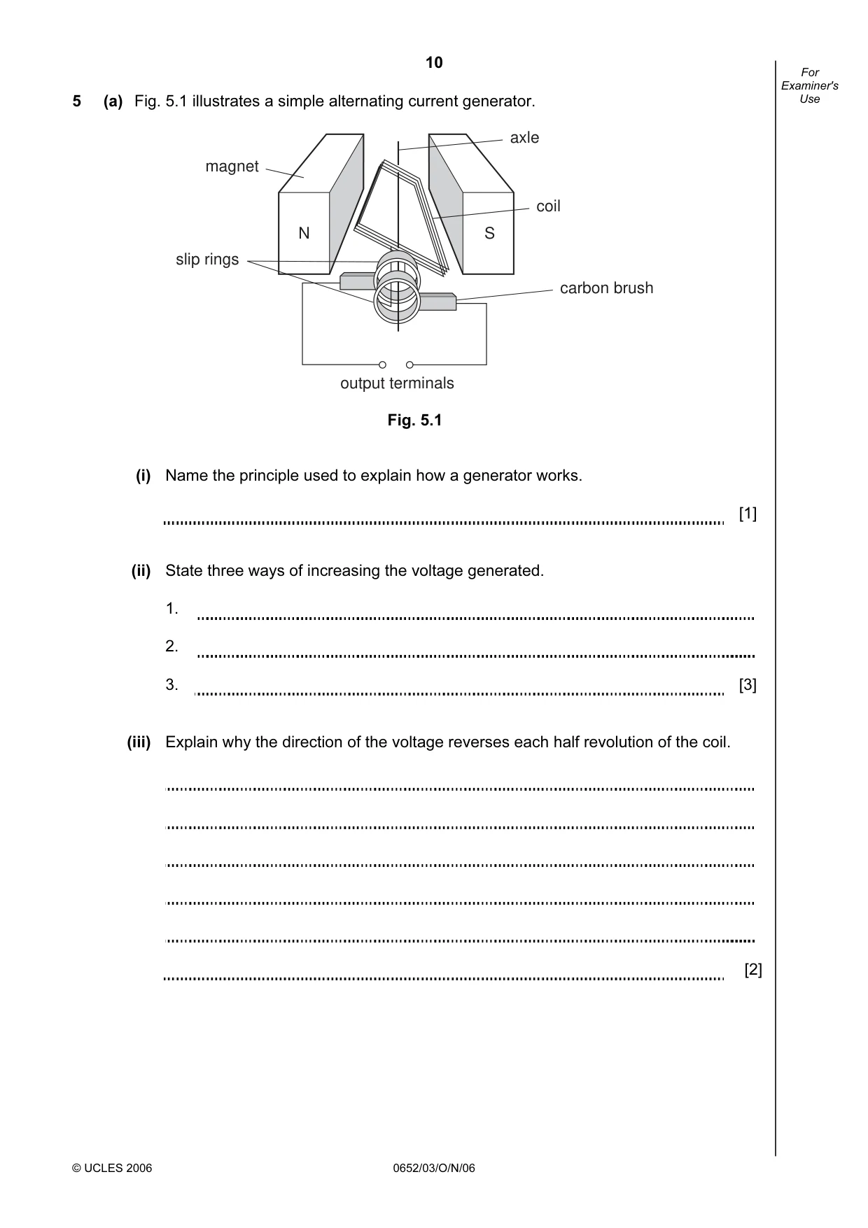 Cambridge IGCSE Physical Science 0652 2006 Oct/Nov Paper 3 · Variant 1 question paper, page 10 of 20