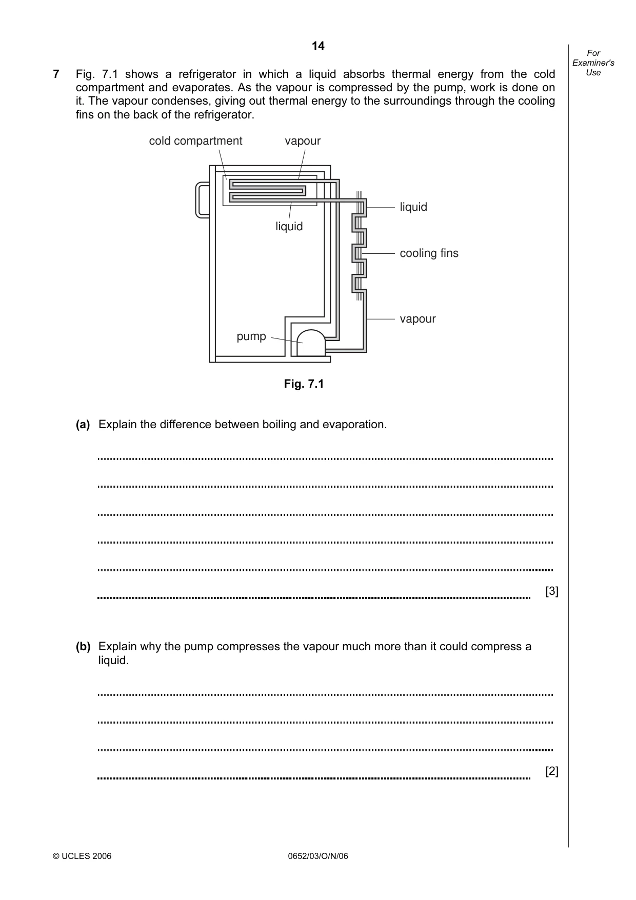 Cambridge IGCSE Physical Science 0652 2006 Oct/Nov Paper 3 · Variant 1 question paper, page 14 of 20