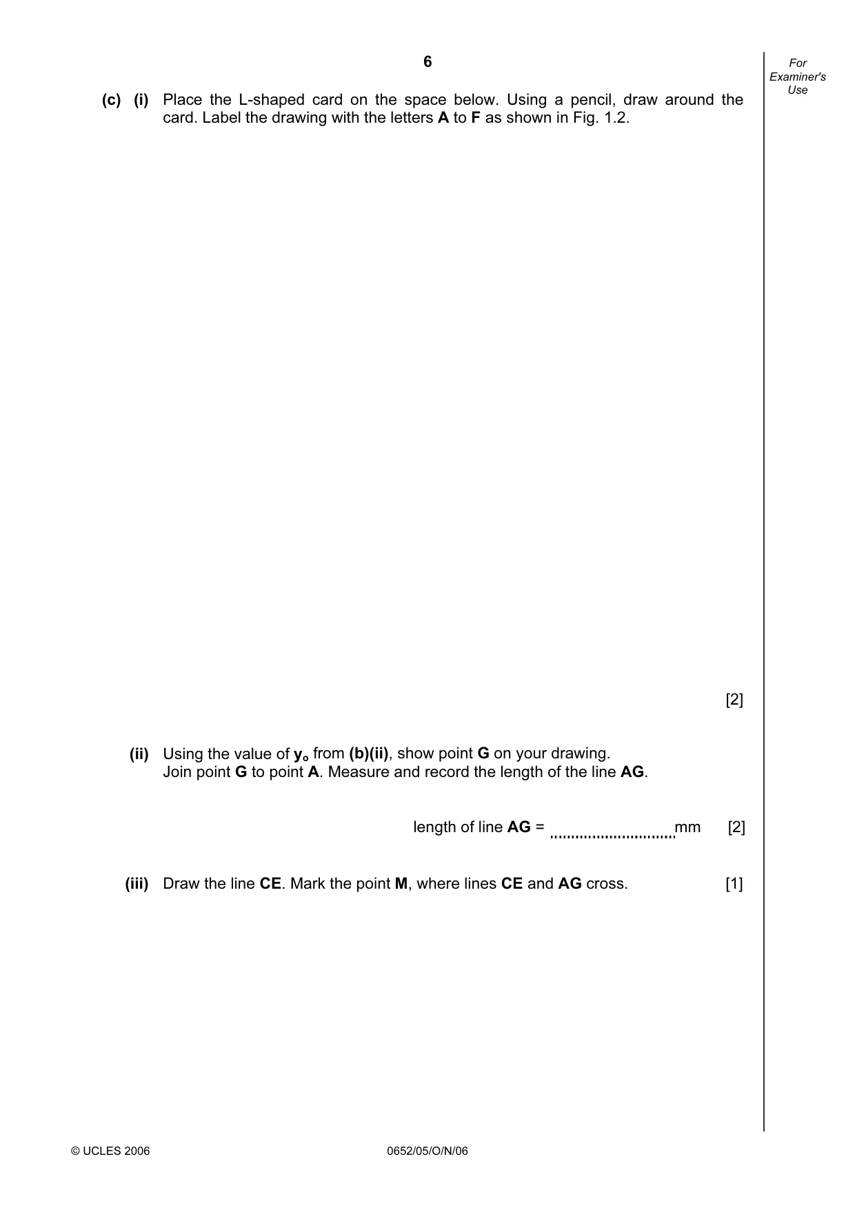 Cambridge IGCSE Physical Science 0652 2006 Oct/Nov Paper 5 · Variant 1 question paper, page 6 of 12