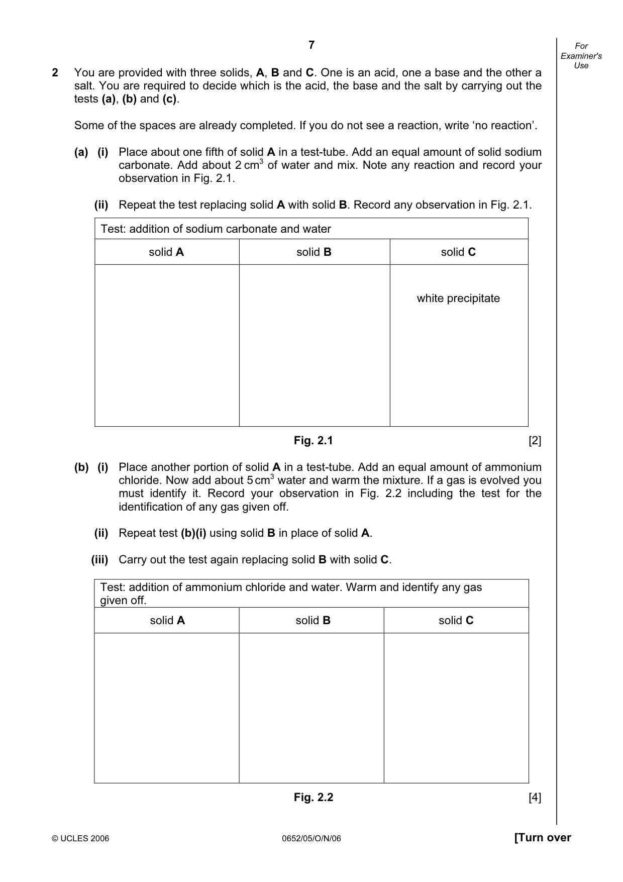 Cambridge IGCSE Physical Science 0652 2006 Oct/Nov Paper 5 · Variant 1 question paper, page 7 of 12