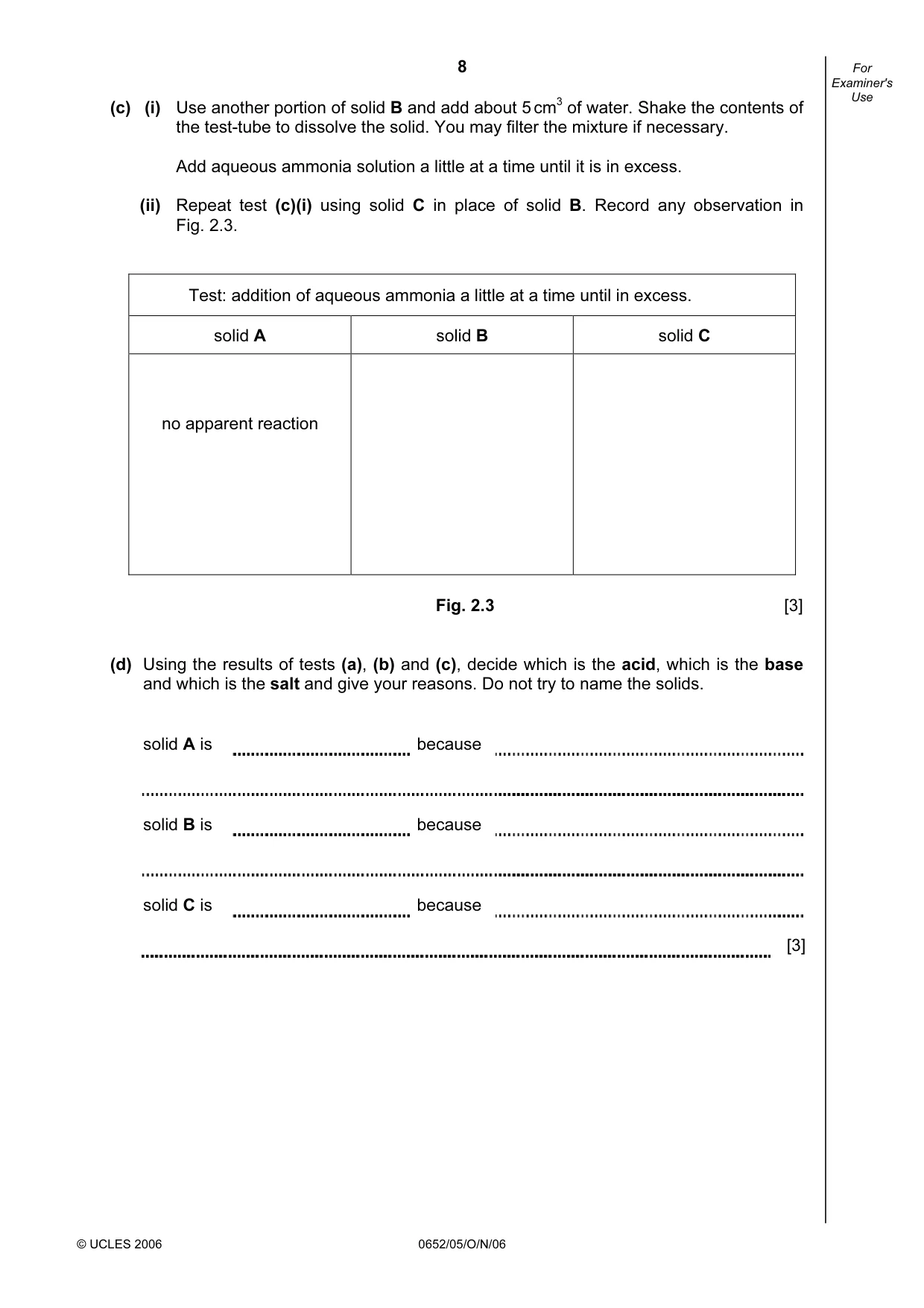 Cambridge IGCSE Physical Science 0652 2006 Oct/Nov Paper 5 · Variant 1 question paper, page 8 of 12