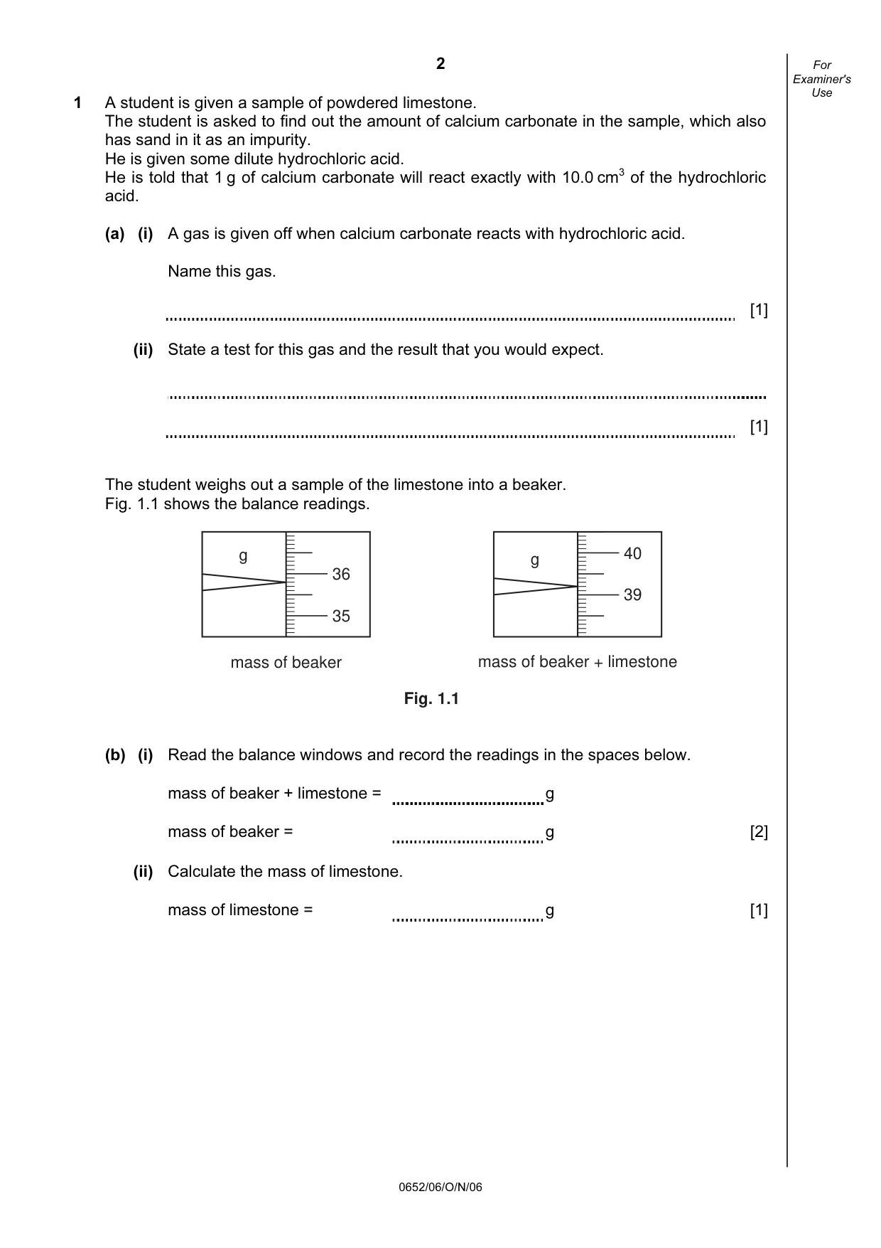 Cambridge IGCSE Physical Science 0652 2006 Oct/Nov Paper 6 · Variant 1 question paper, page 2 of 20