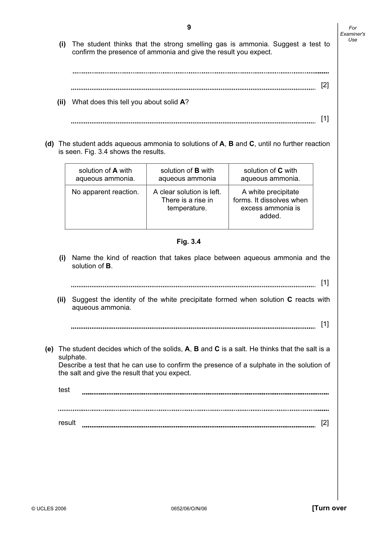 Cambridge IGCSE Physical Science 0652 2006 Oct/Nov Paper 6 · Variant 1 question paper, page 9 of 20