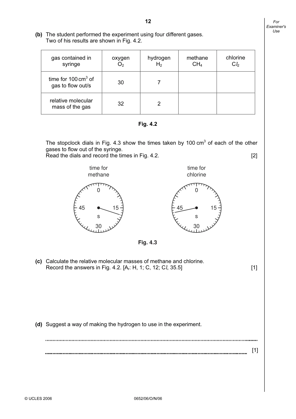Cambridge IGCSE Physical Science 0652 2006 Oct/Nov Paper 6 · Variant 1 question paper, page 12 of 20