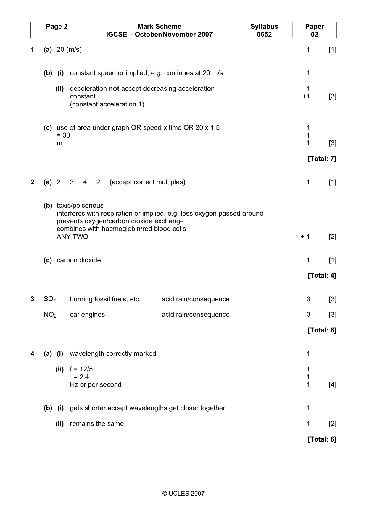 Mark scheme, page 2 of 5